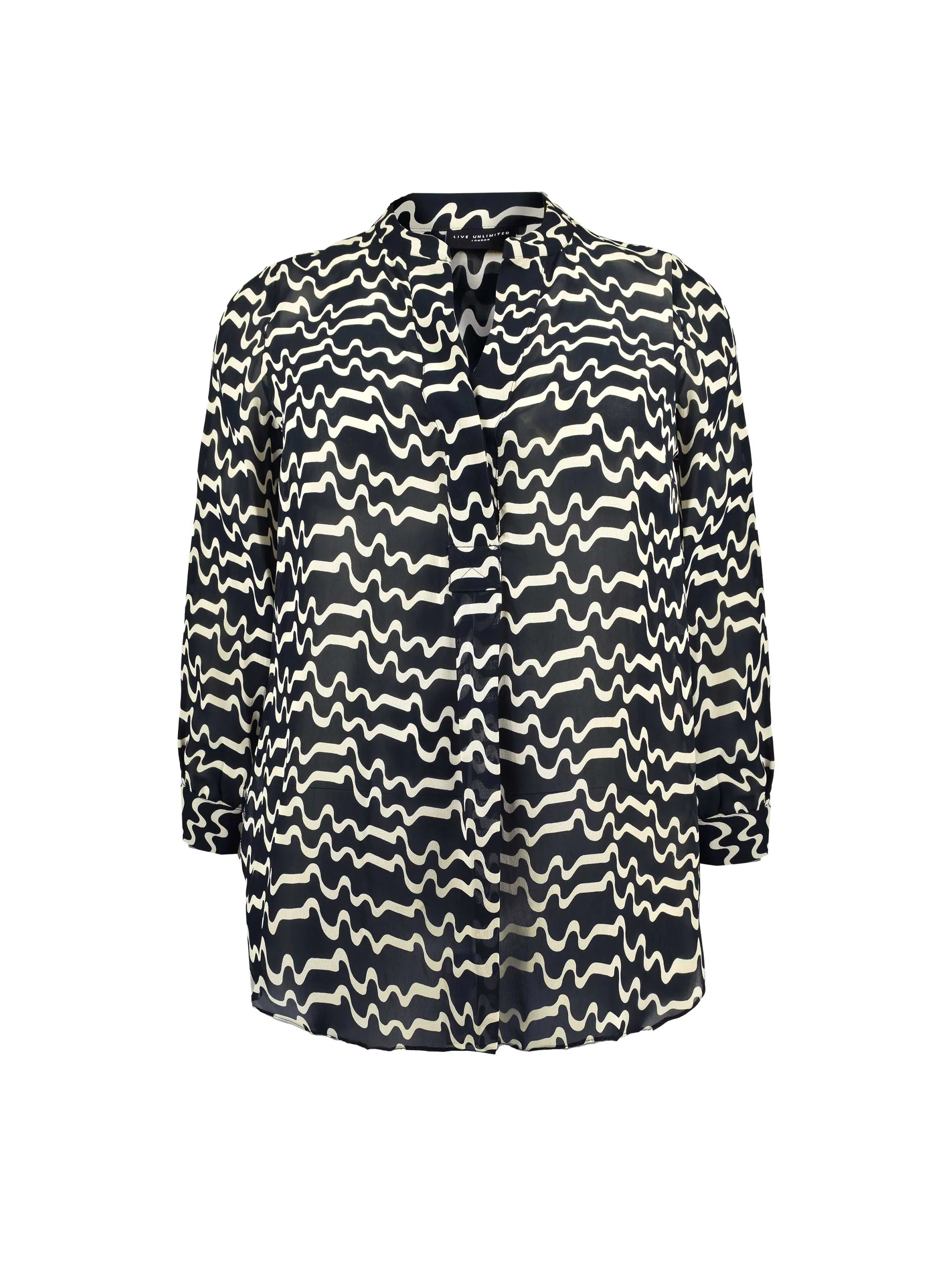Black & White Wave Print Chuck On Shirt - Image 4