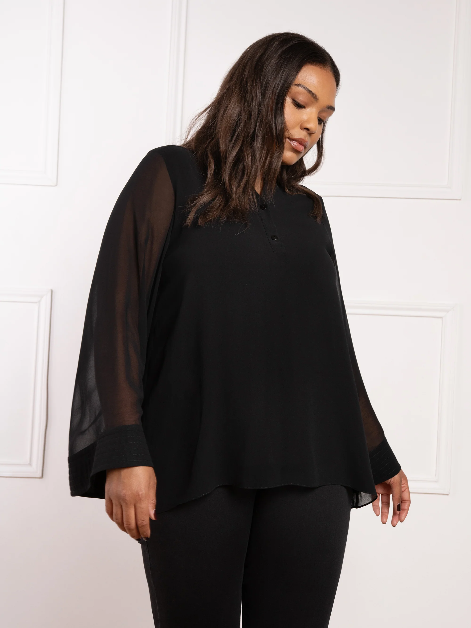 Black Wide Sleeve Blouse - Image 3