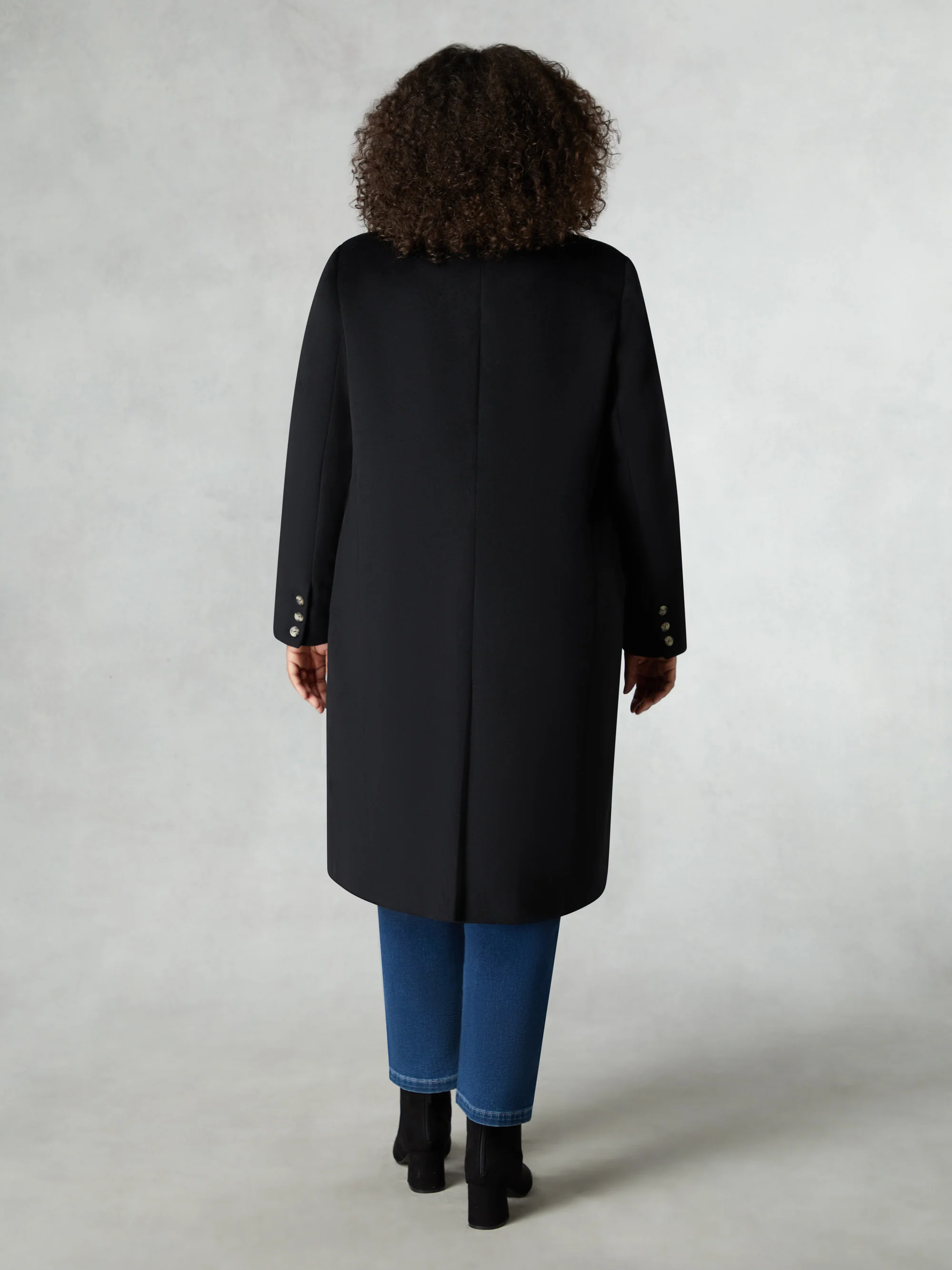 Black Wool Blend Long Tailored Coat - Image 4