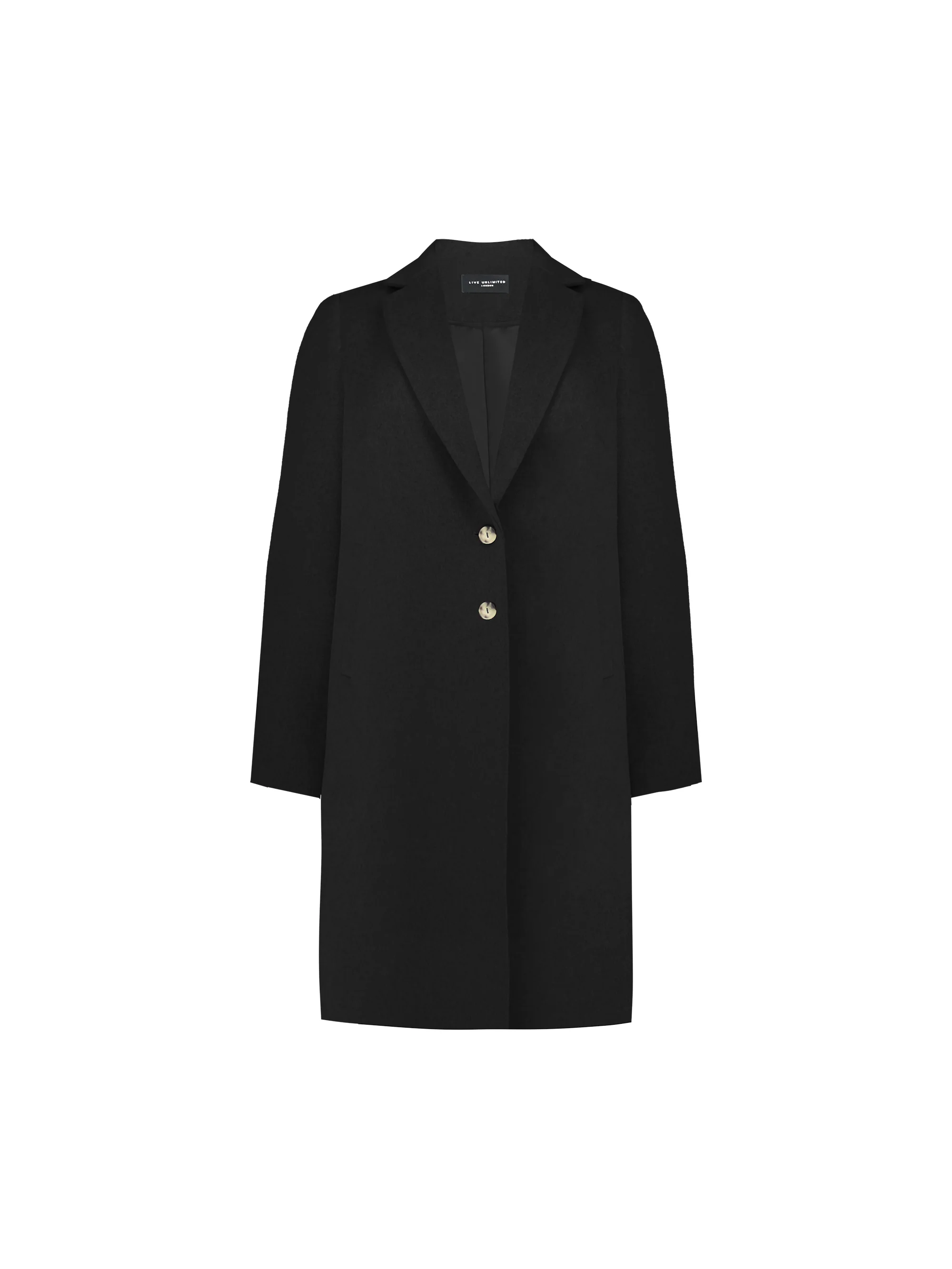 Black Wool Blend Long Tailored Coat - Image 5