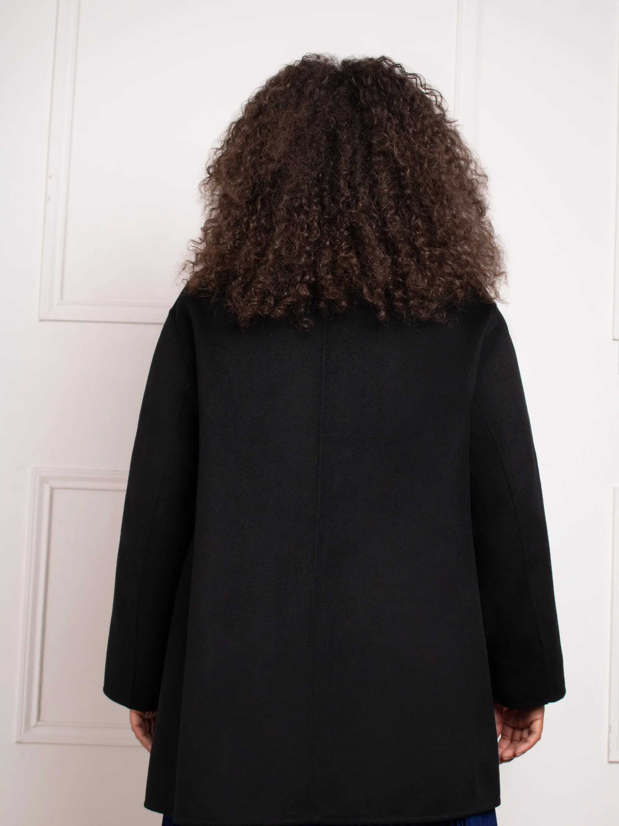 Black Wool Blend Short Tailored Coat - Image 6