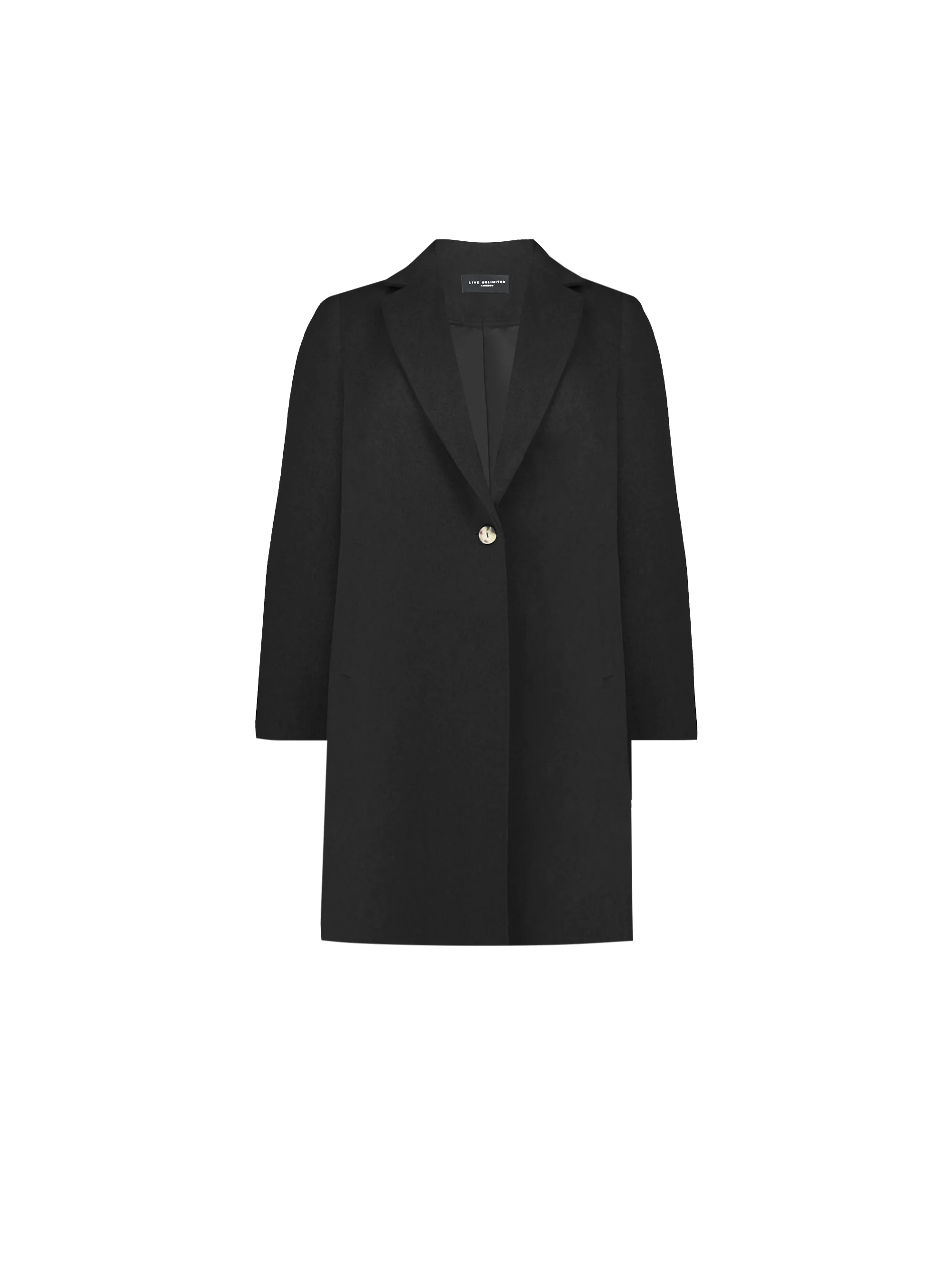 Black Wool Blend Short Tailored Coat - Image 5