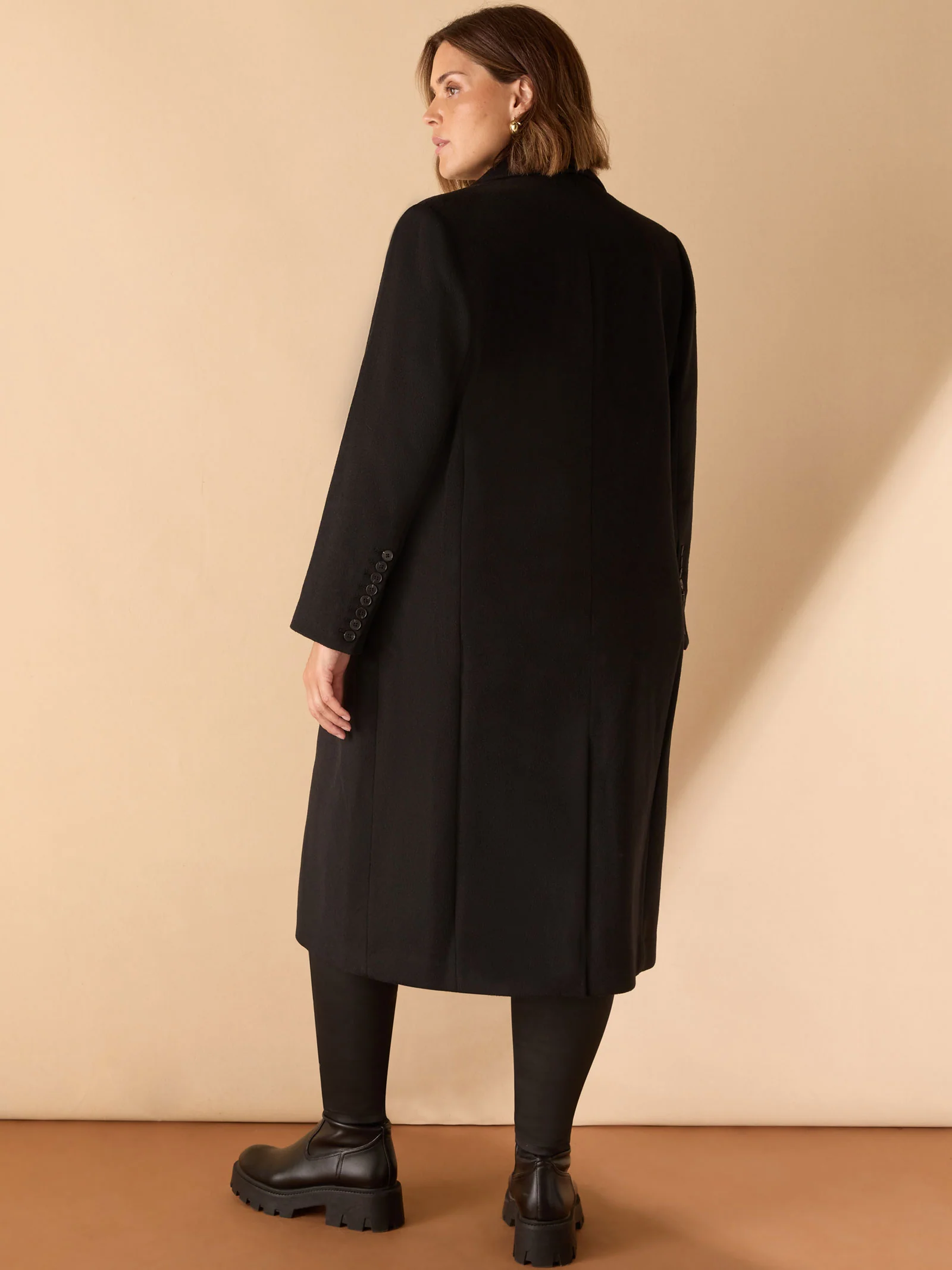 Black Wool Blend Tailored Coat - Image 5