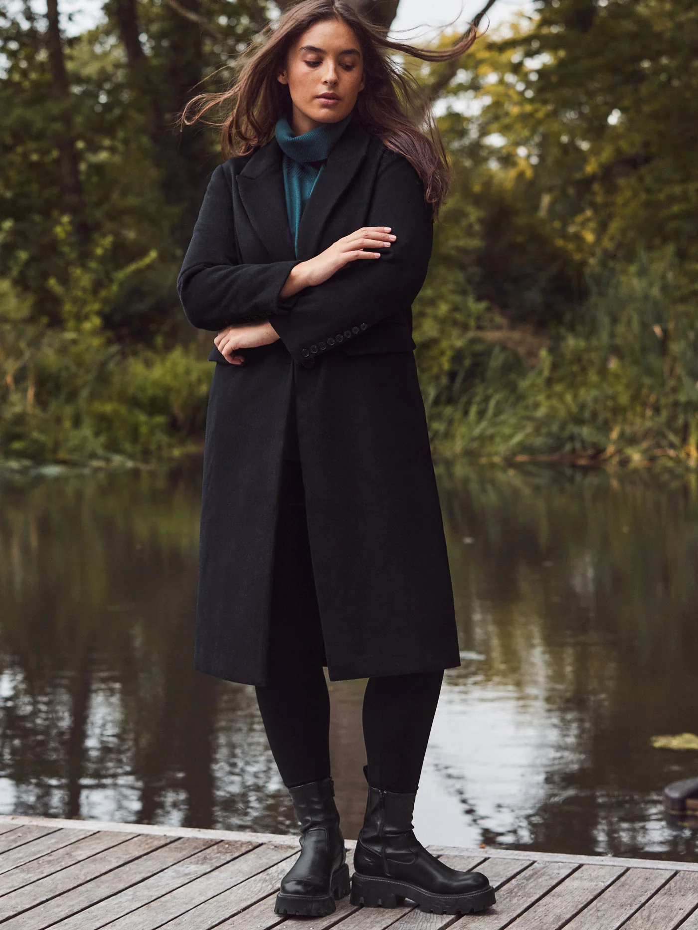 Black Wool Blend Tailored Coat - Image 6
