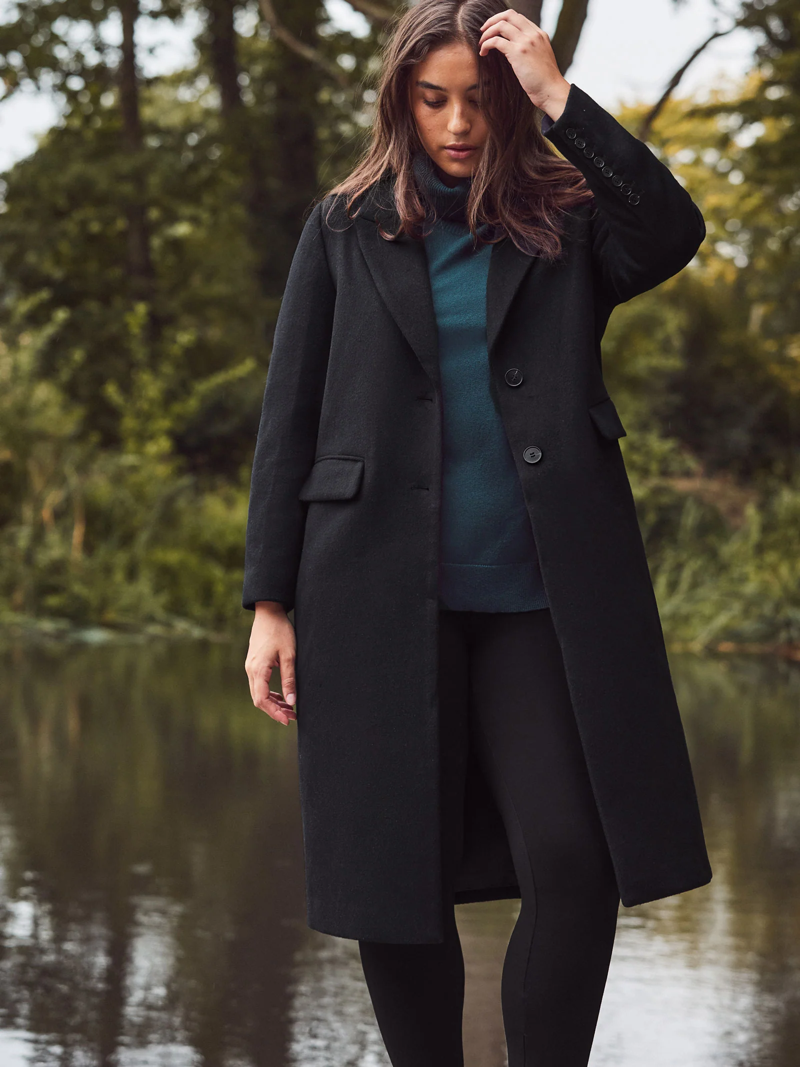 Black Wool Blend Tailored Coat - Image 7