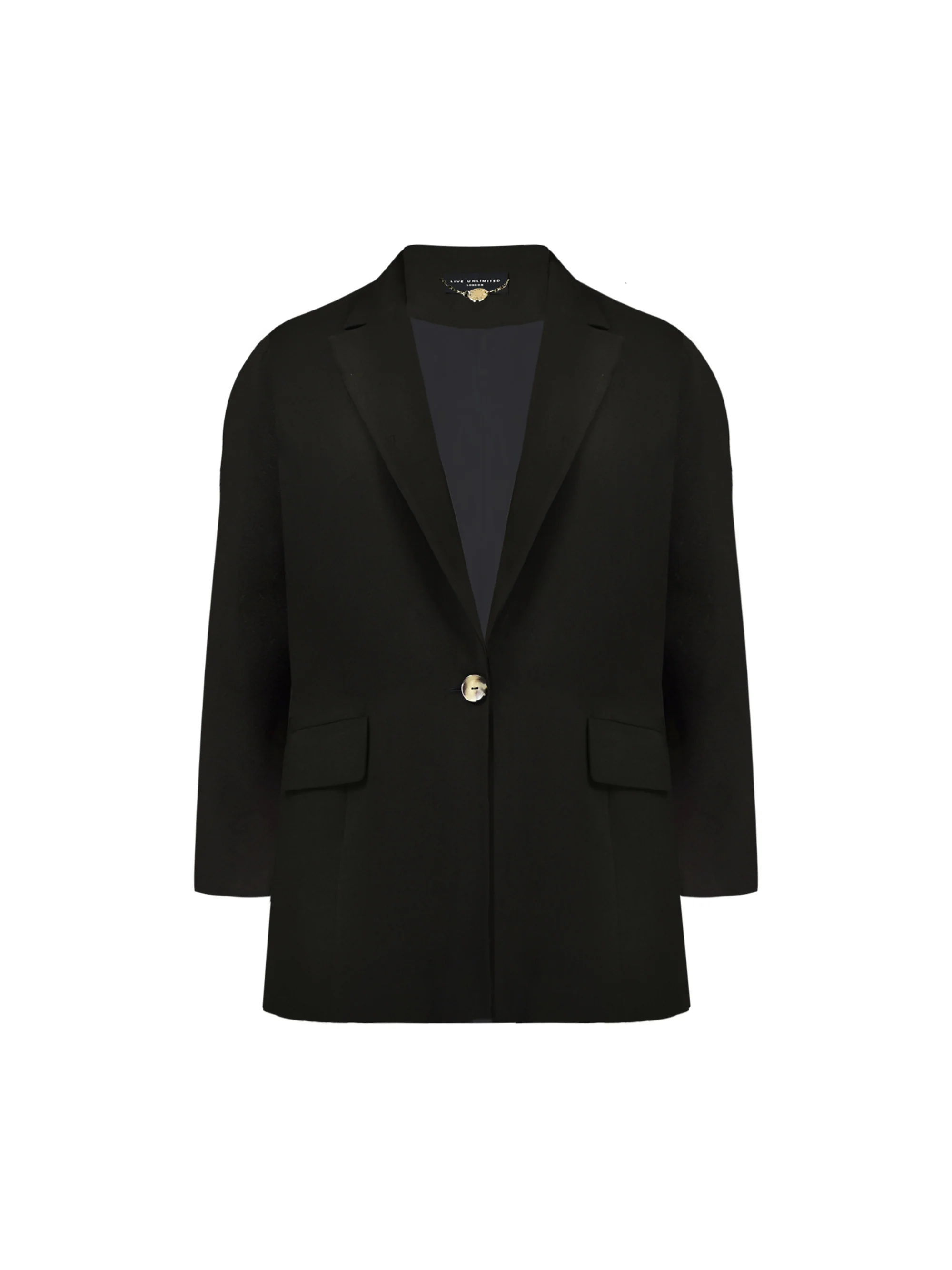 Black Woven Crepe Blazer - Image 6