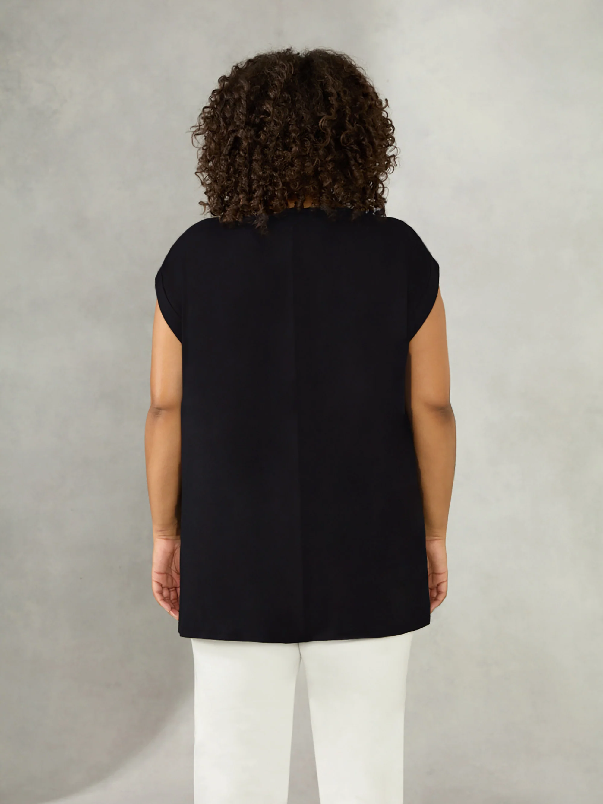 Black Woven Front with Jersey Back Top - Image 3