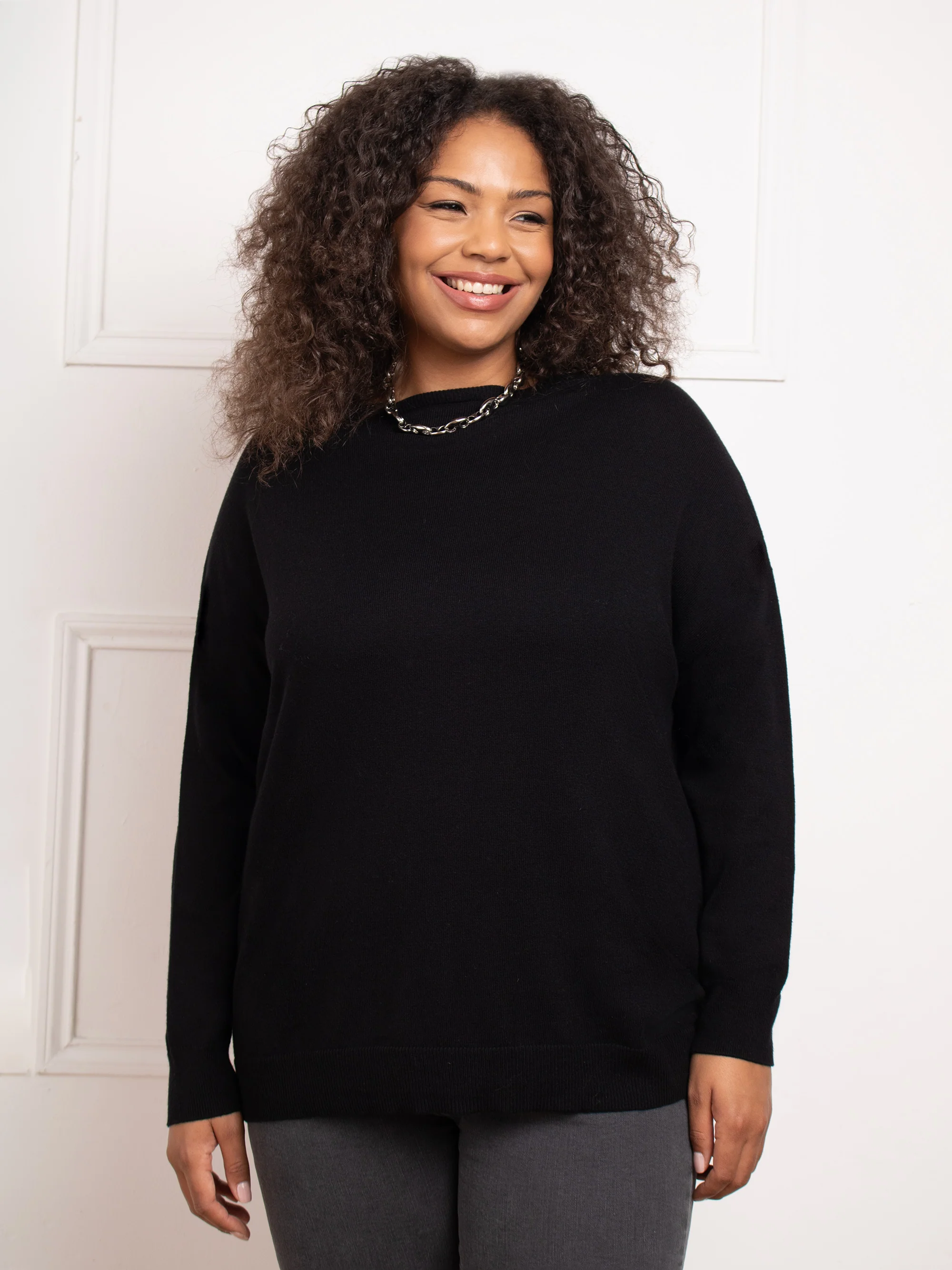 Black Wrap Detail Jumper - Image 3