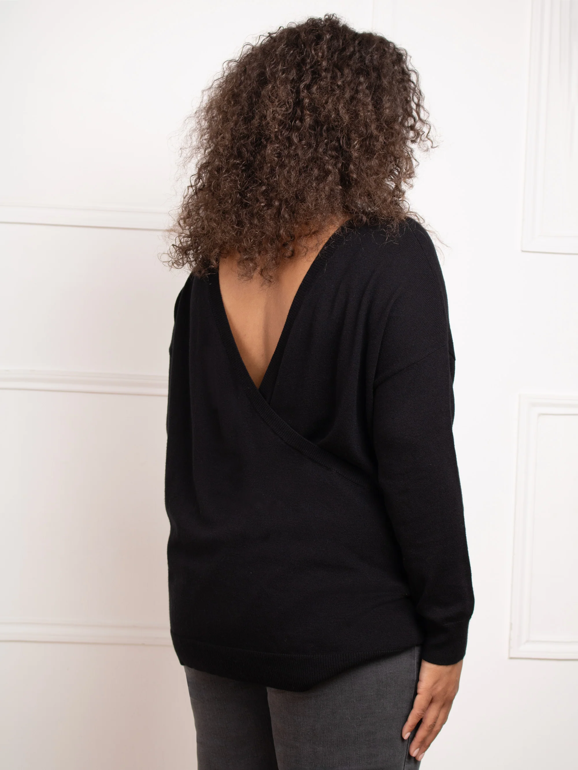 Black Wrap Detail Jumper - Image 5