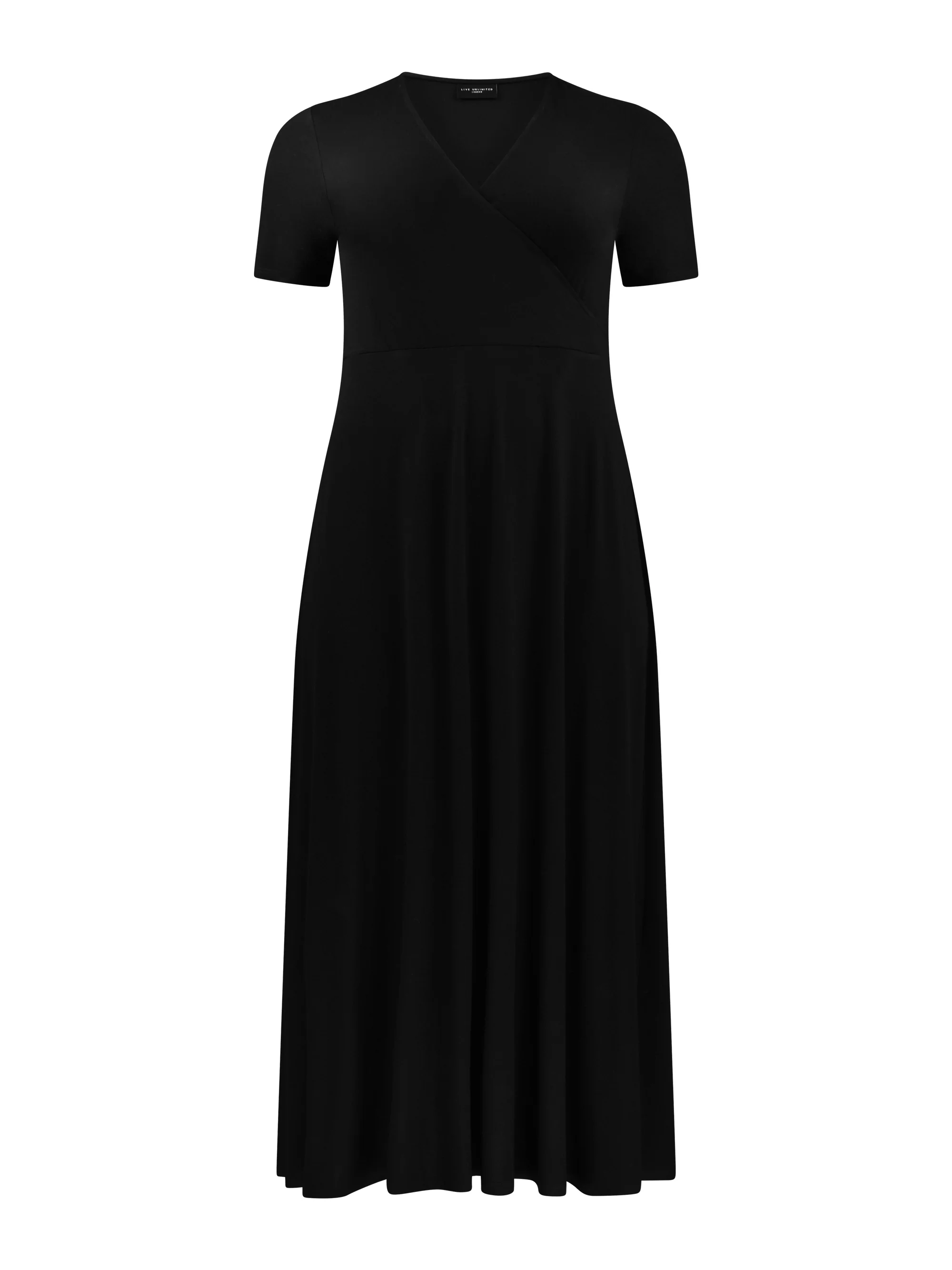 Black Wrap Short Sleeved Midi Dress - Image 4