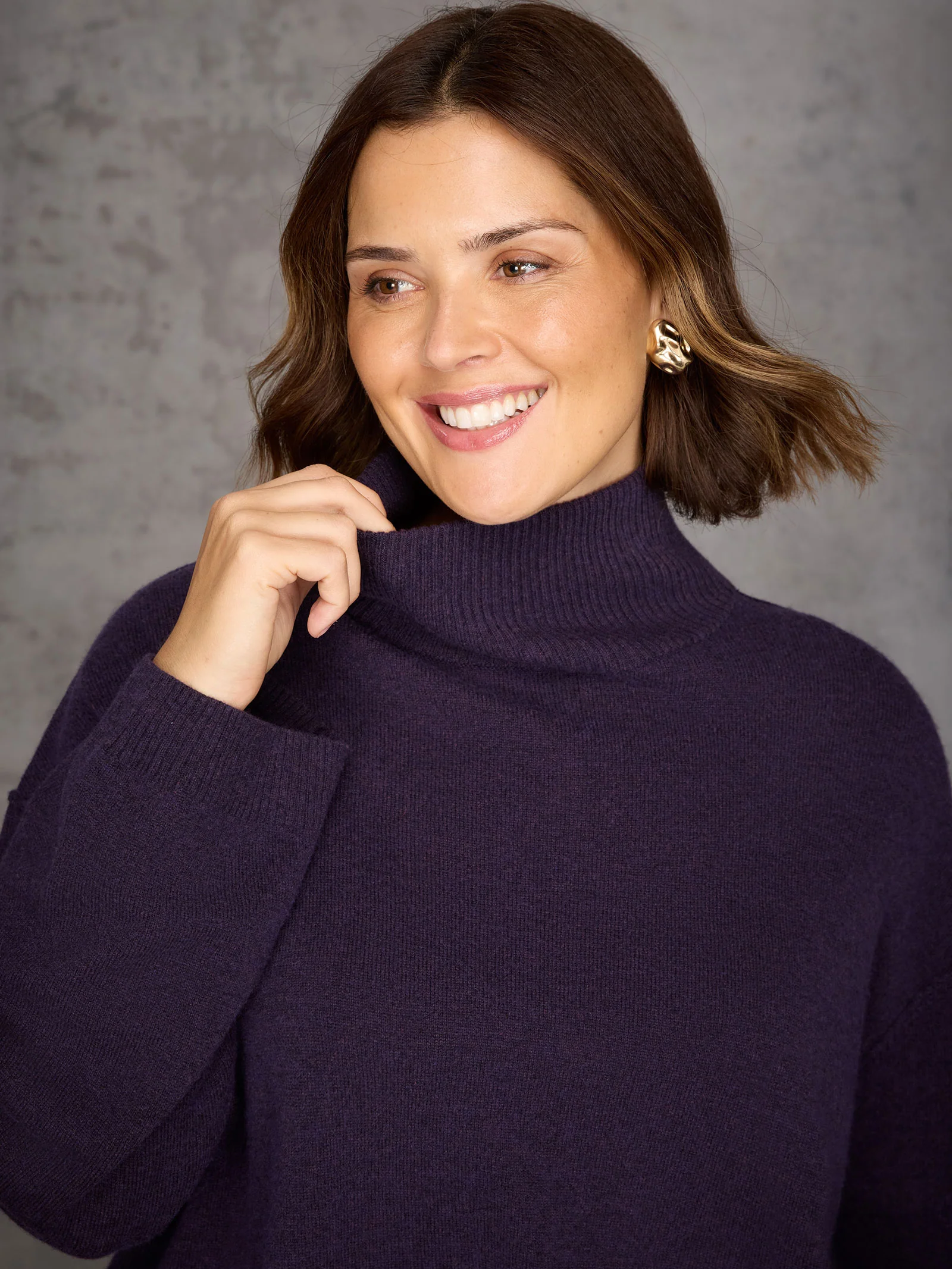 Deep Purple Cashmere-Blend Roll Neck Knit Jumper - Image 6