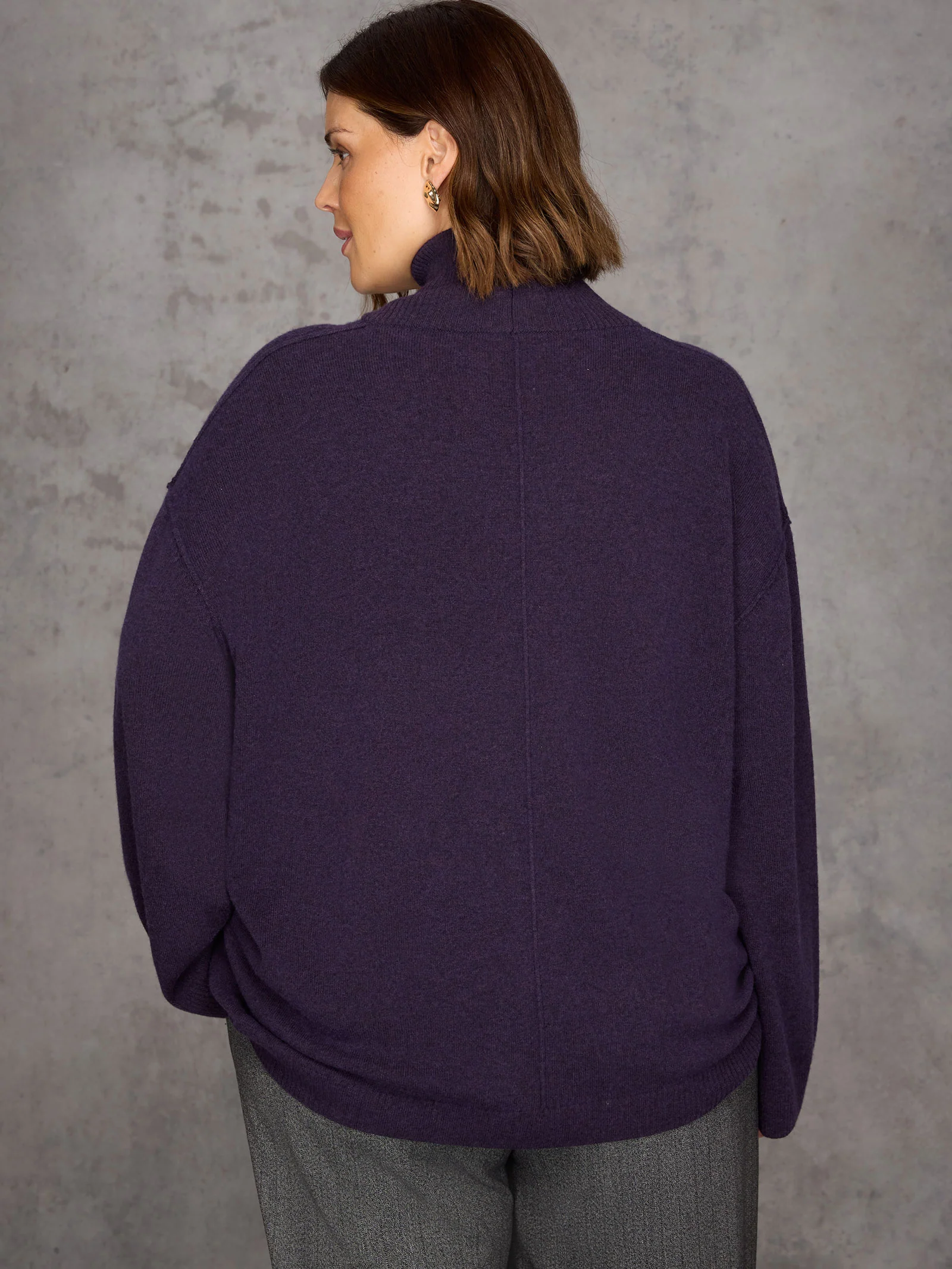 Deep Purple Cashmere-Blend Roll Neck Knit Jumper - Image 7