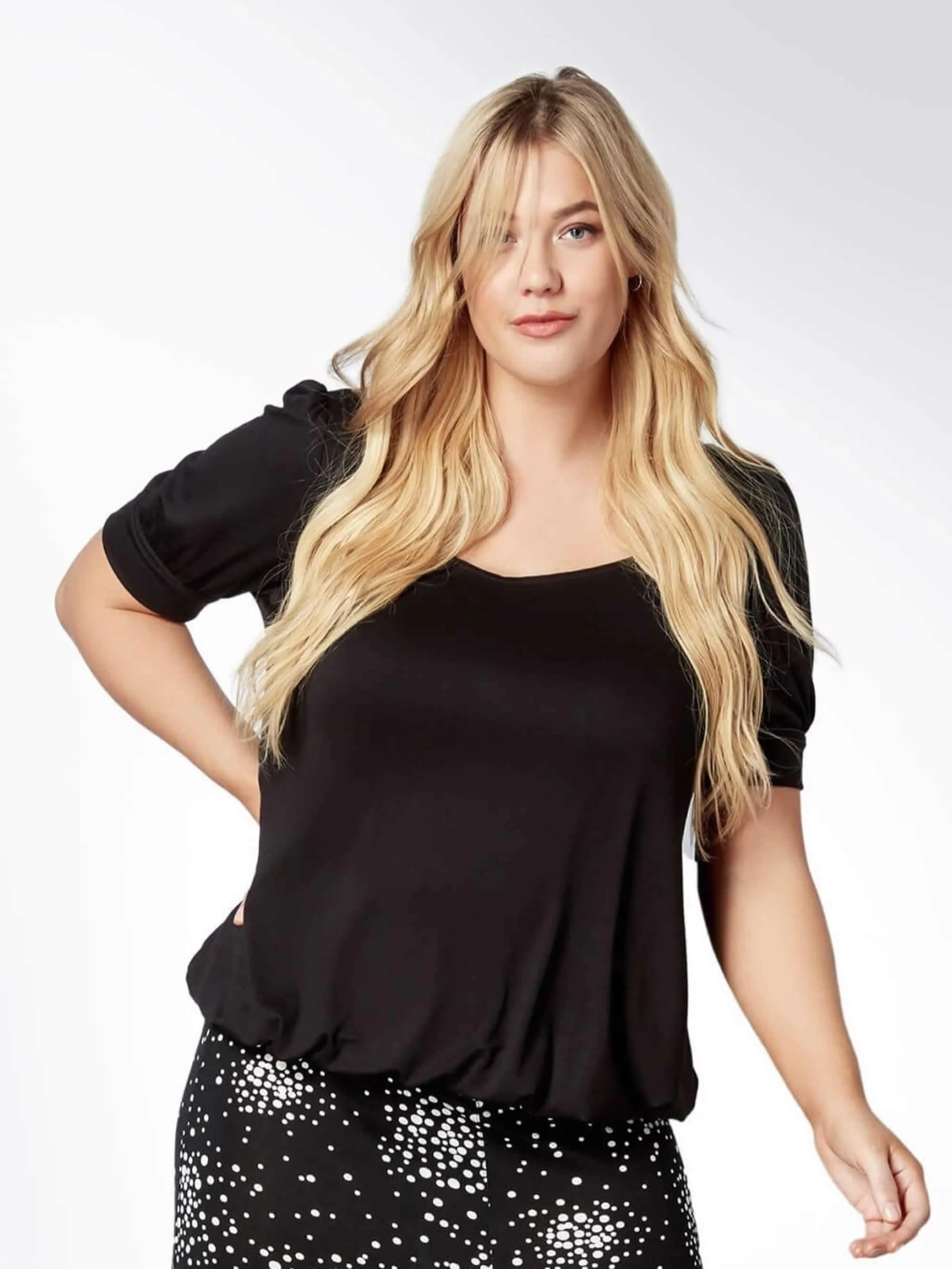 Jersey Square Neck Top With Blouson Hem - Image 6