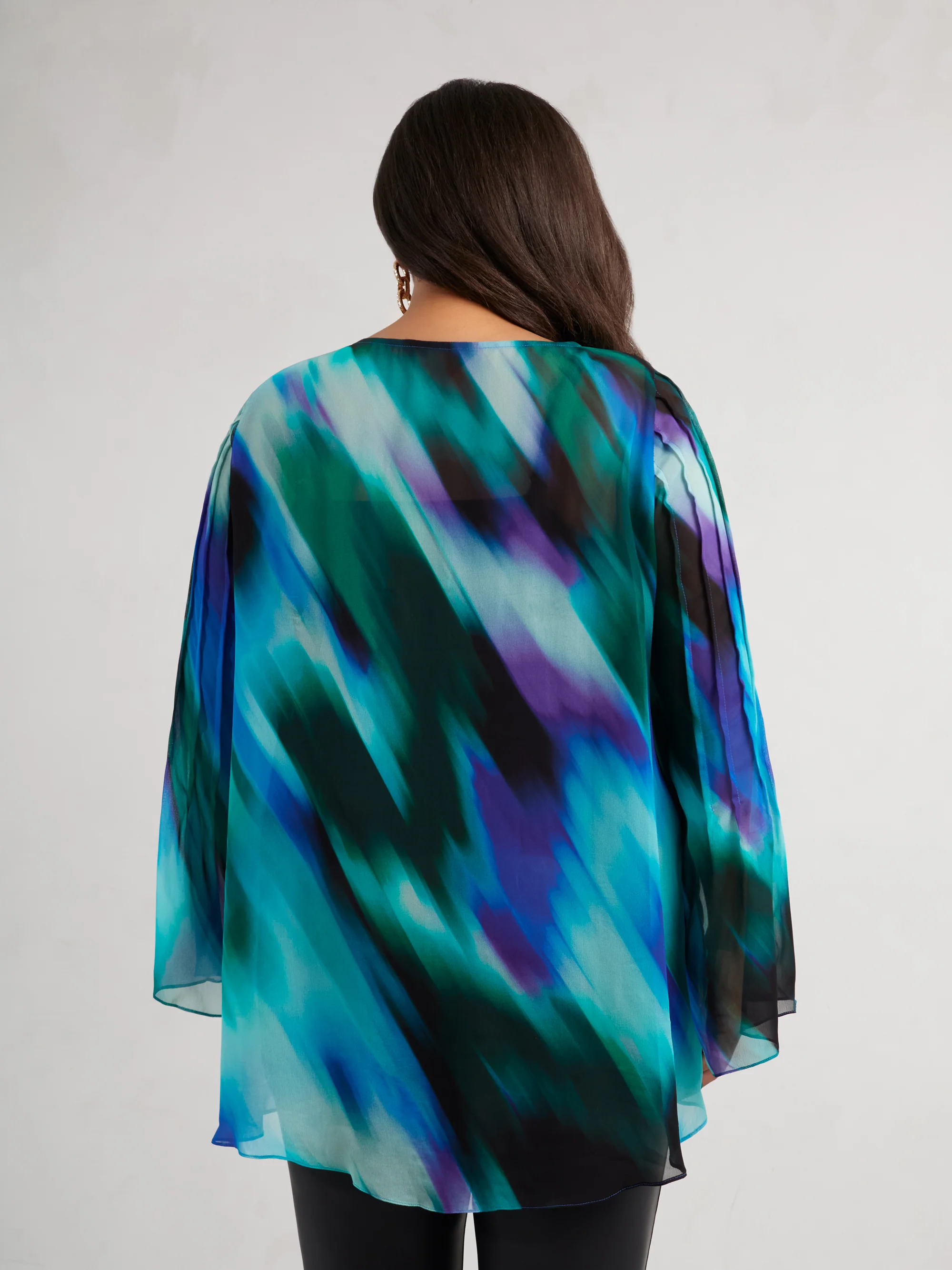 Blue Abstract Print Blouse - Image 6