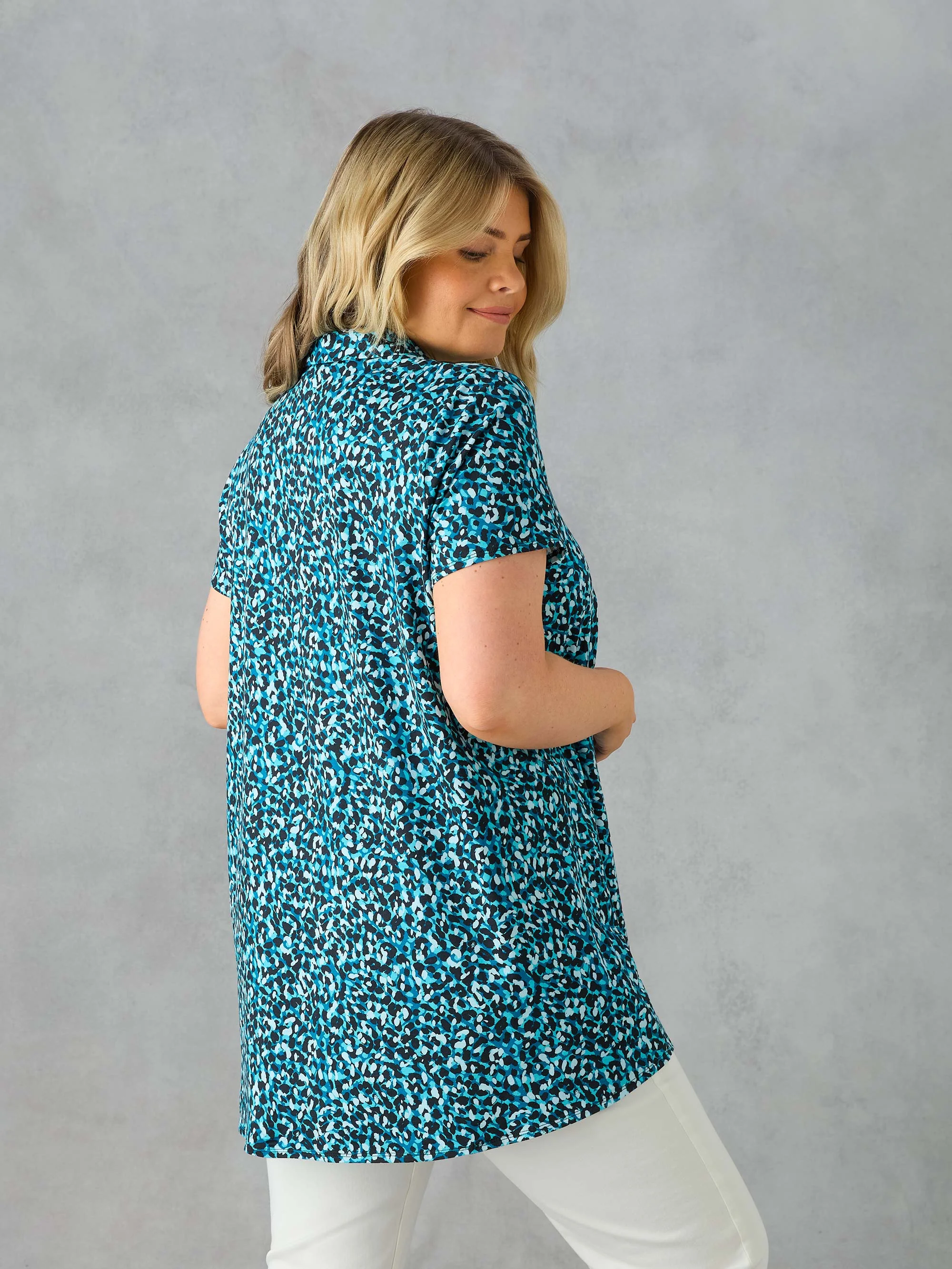 Blue Abstract Print Jersey Shirt - Image 4