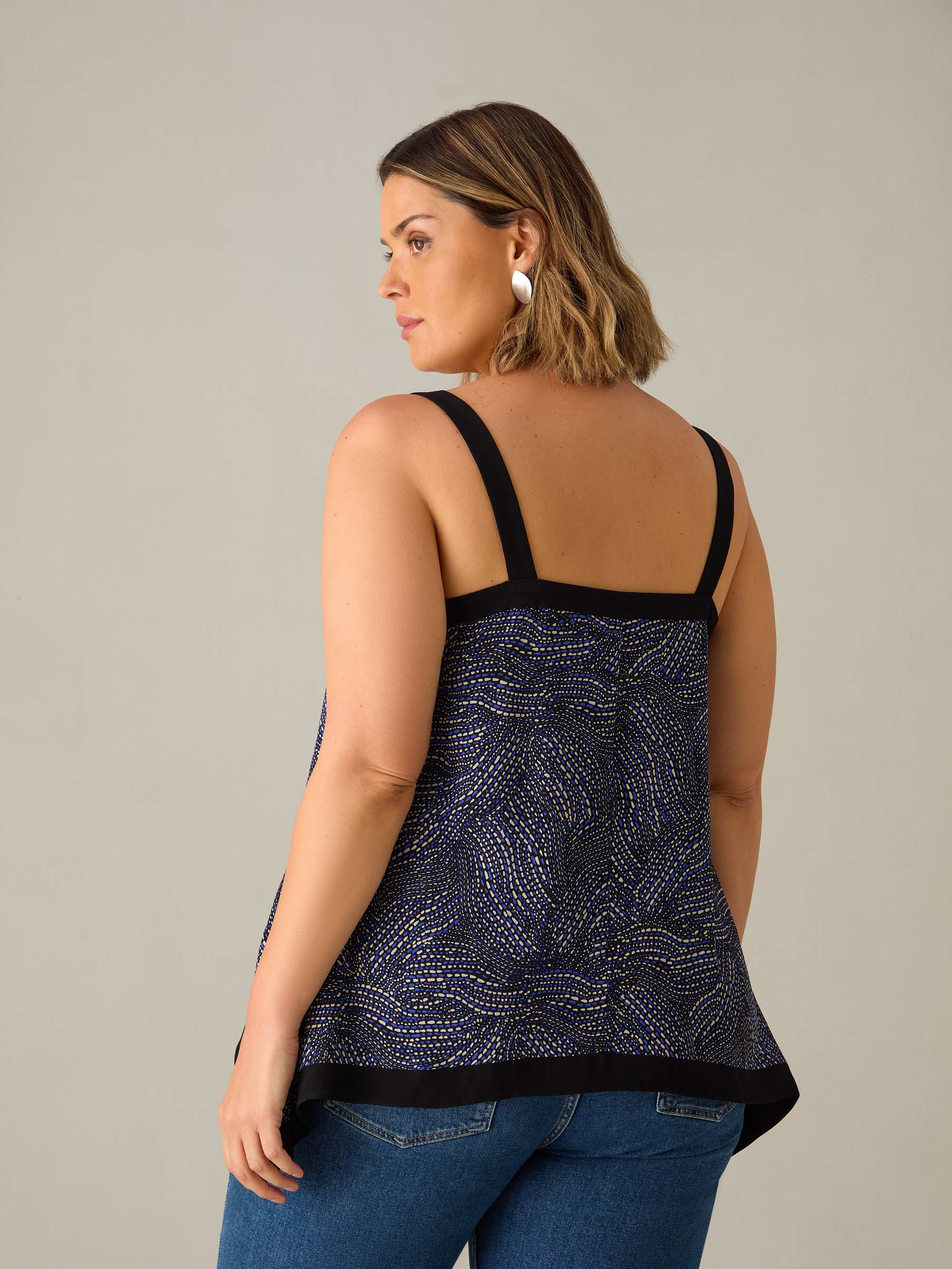 Blue Abstract Spot Hanky Hem Top - Image 3