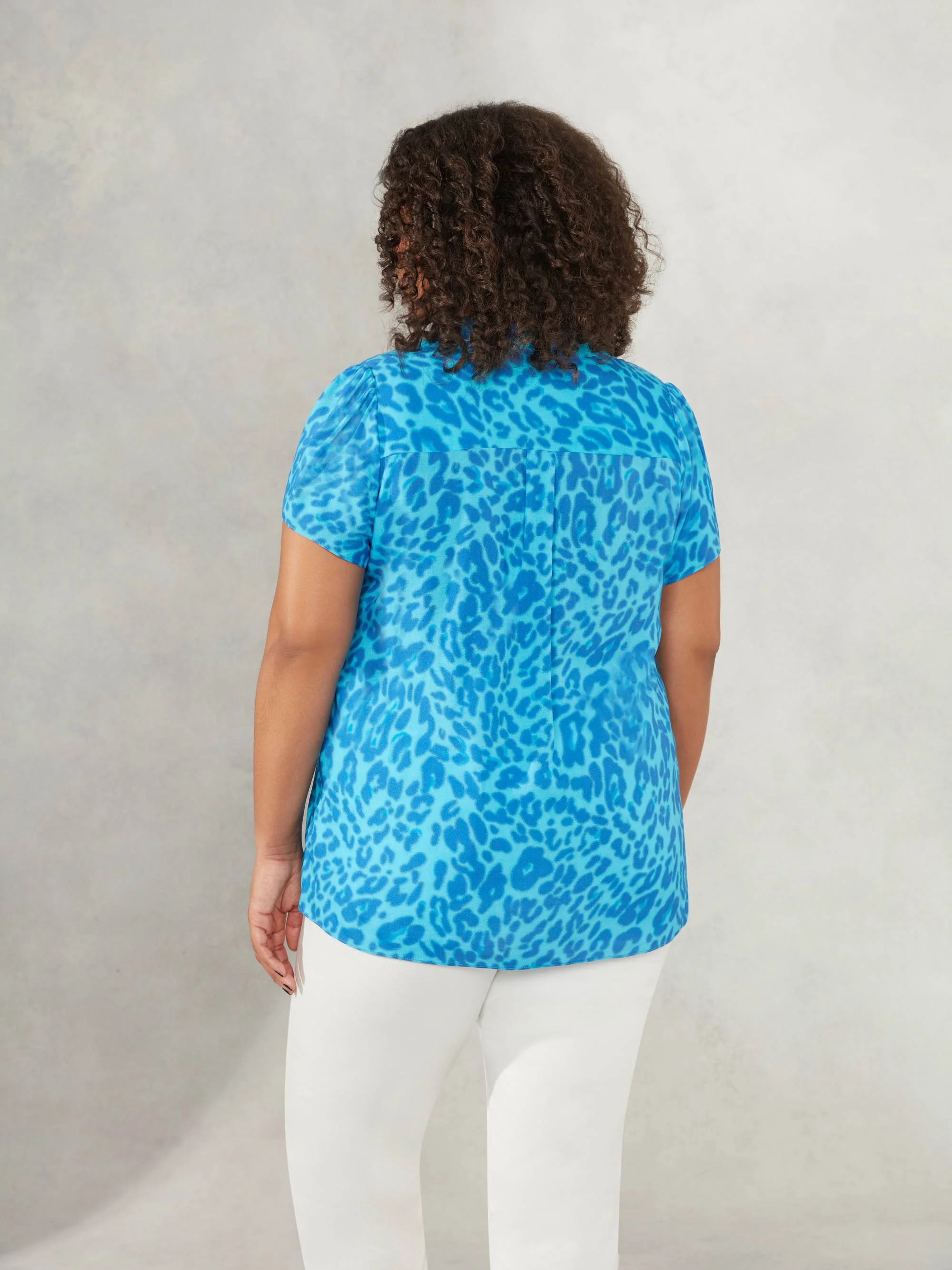 Blue Animal Print Short Sleeve Shirt - Image 4