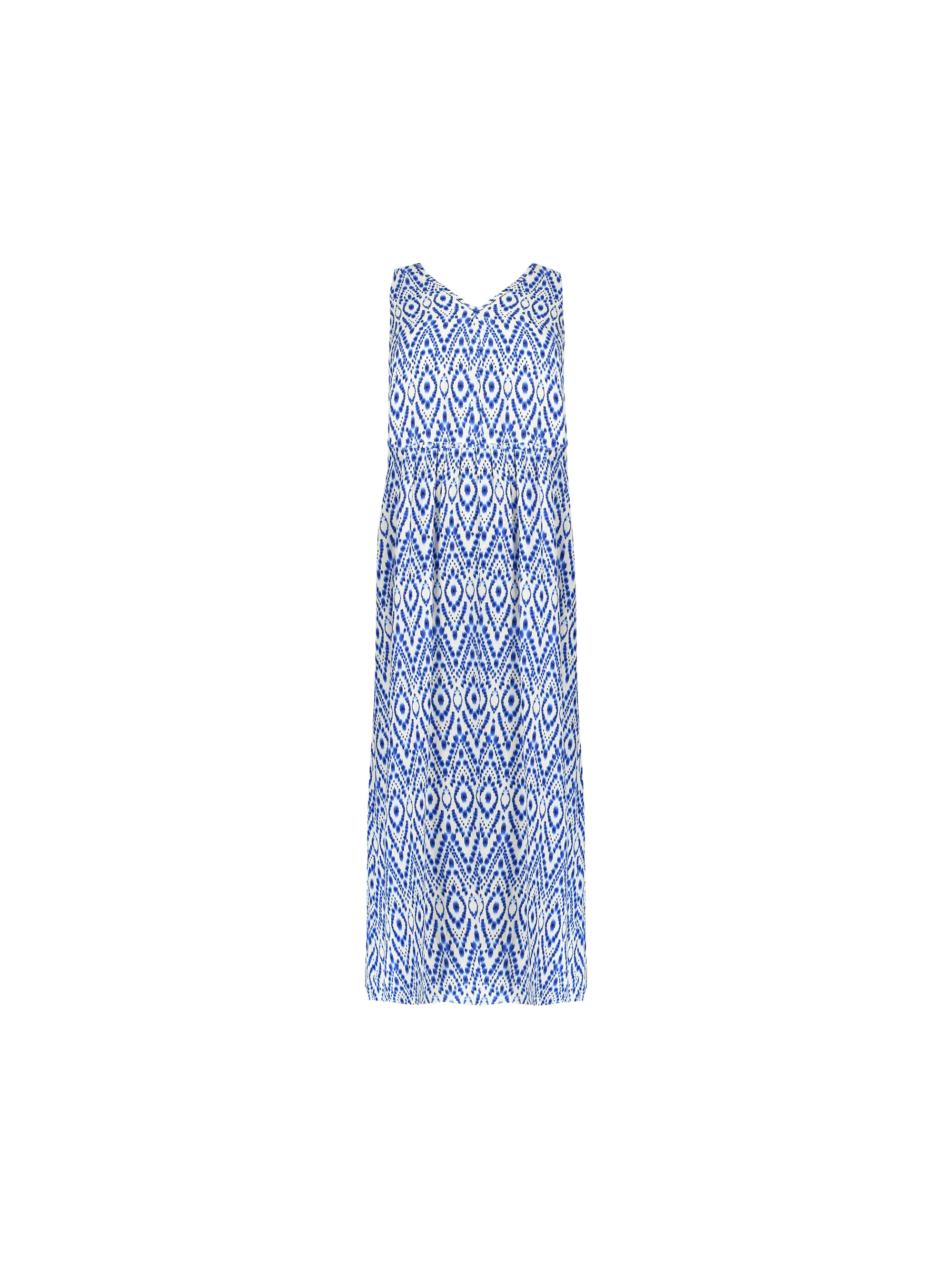 Blue Aztec Print Empire Line Maxi Dress - Image 4
