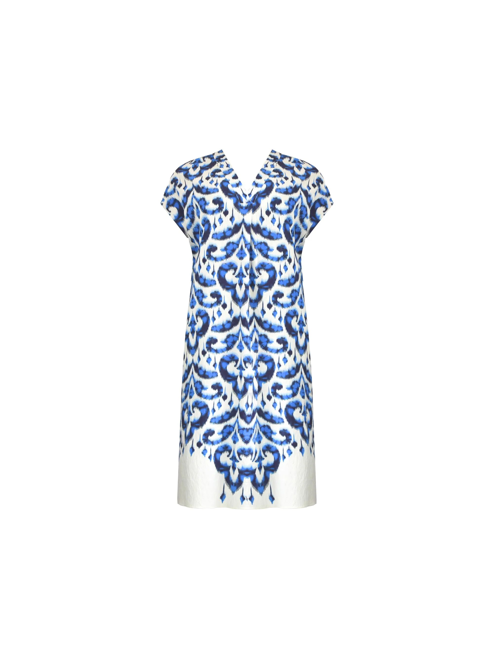Blue Aztec Print Relaxed Midi Dress - Image 6
