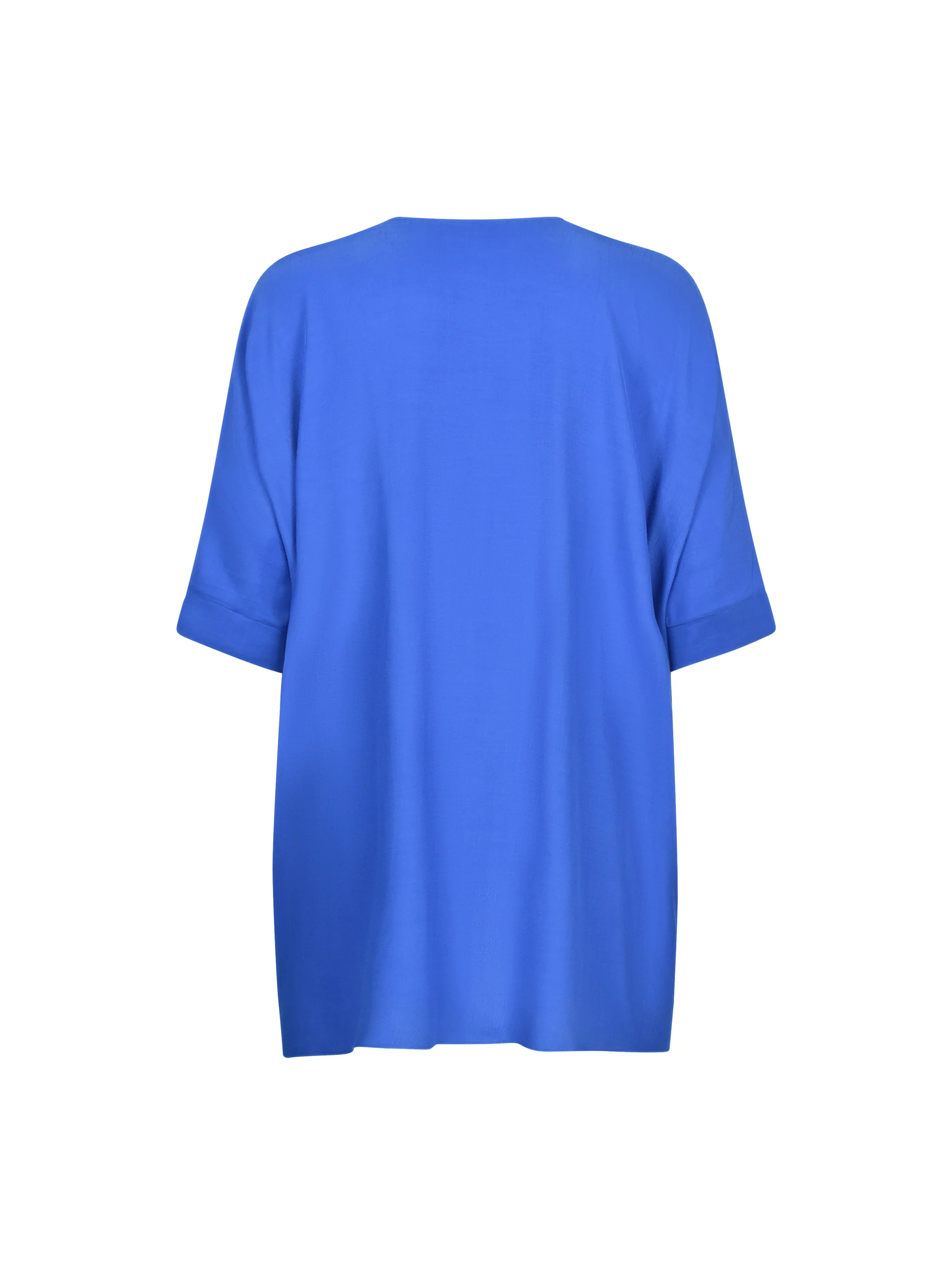 Blue Boxy Kimono Sleeve Blouse With Pockets - Image 5