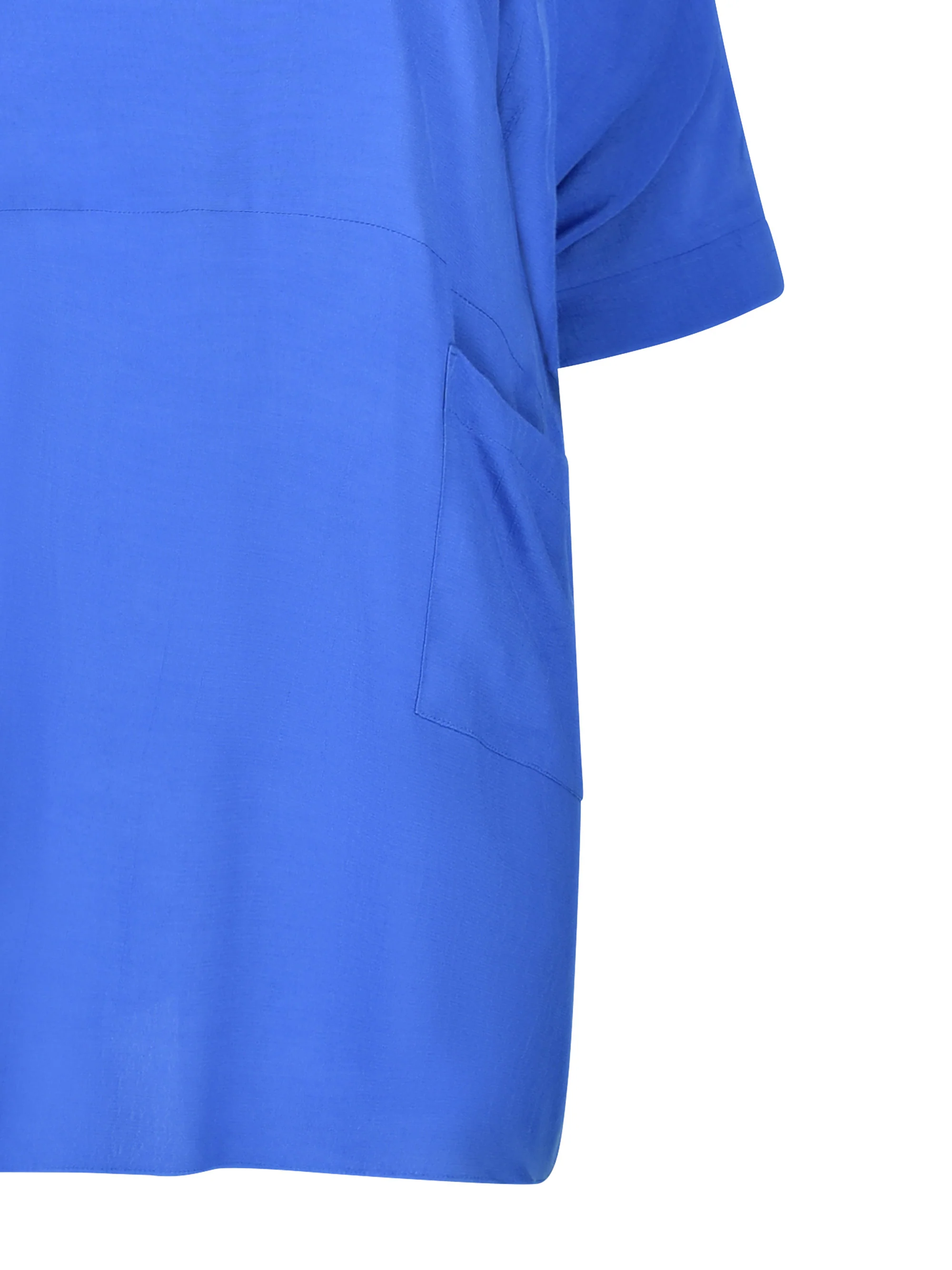 Blue Boxy Kimono Sleeve Blouse With Pockets - Image 6