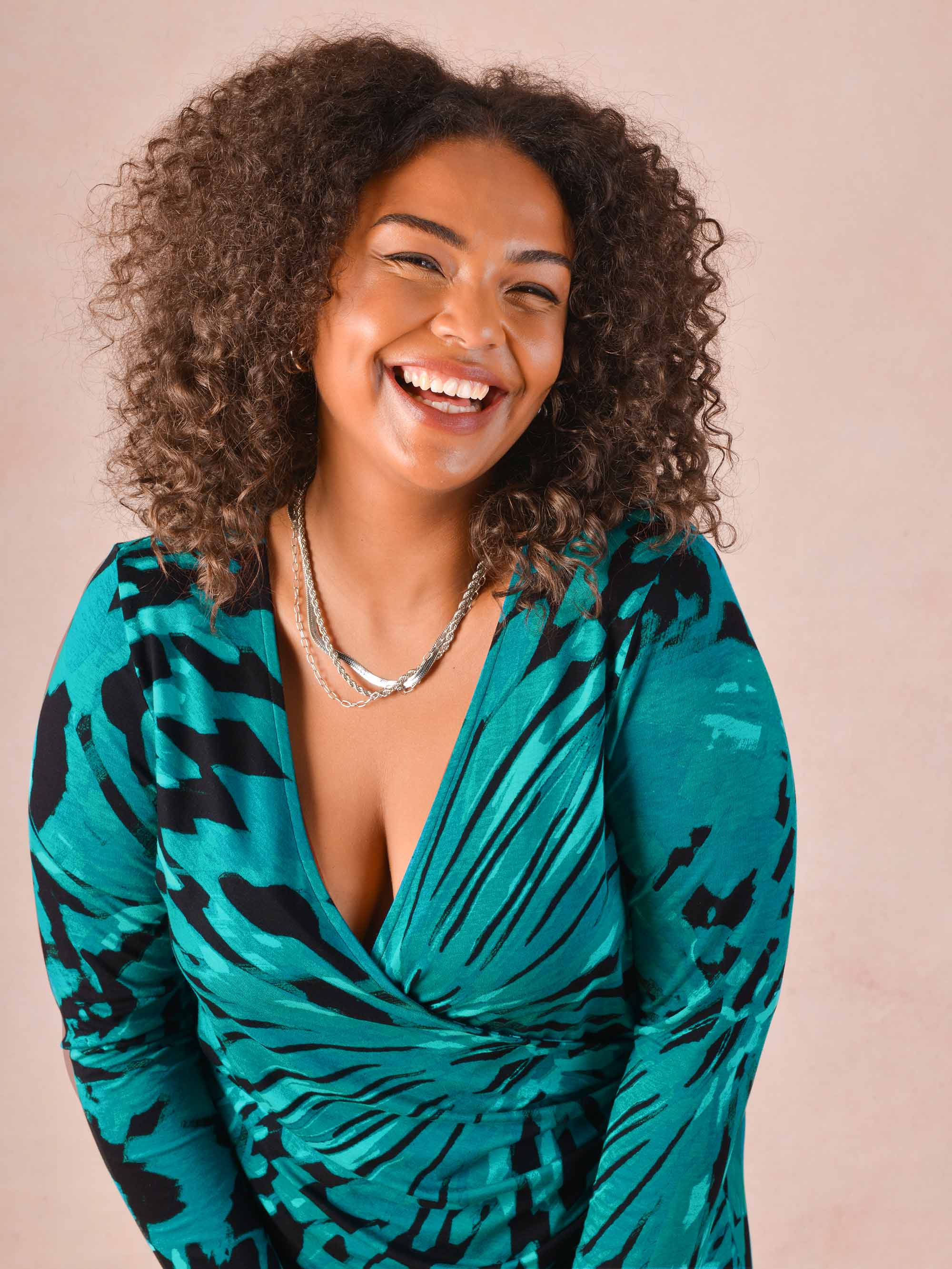 Blue Butterfly Print Mock Wrap Jersey Midi Dress - Image 4