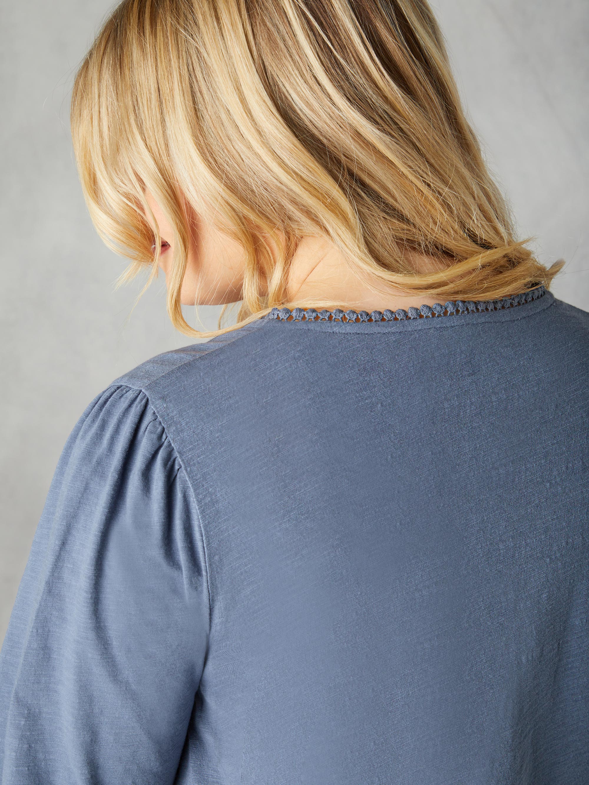 Blue Cotton Slub Pintuck Tunic - Image 7