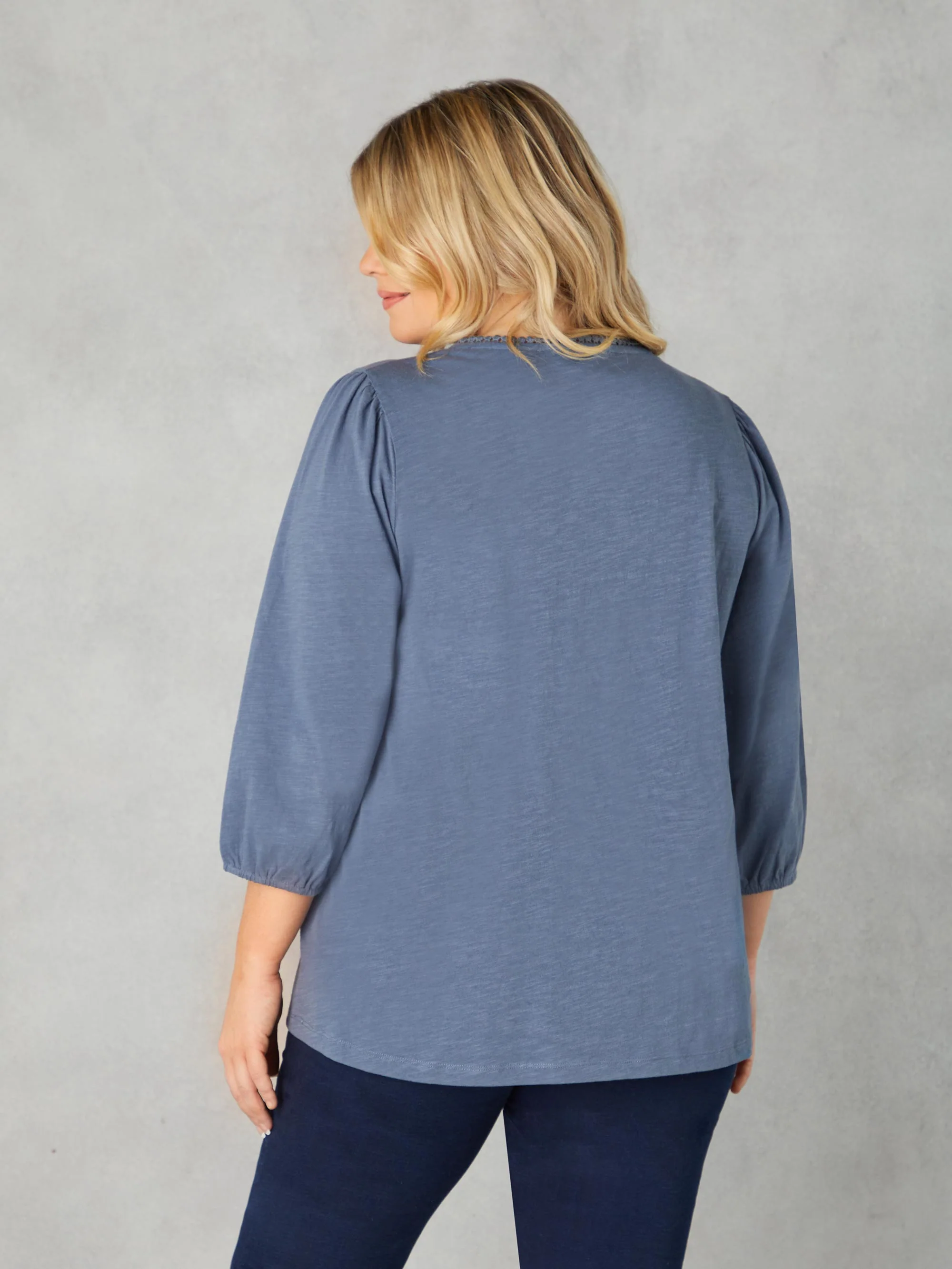 Blue Cotton Slub Pintuck Tunic - Image 8