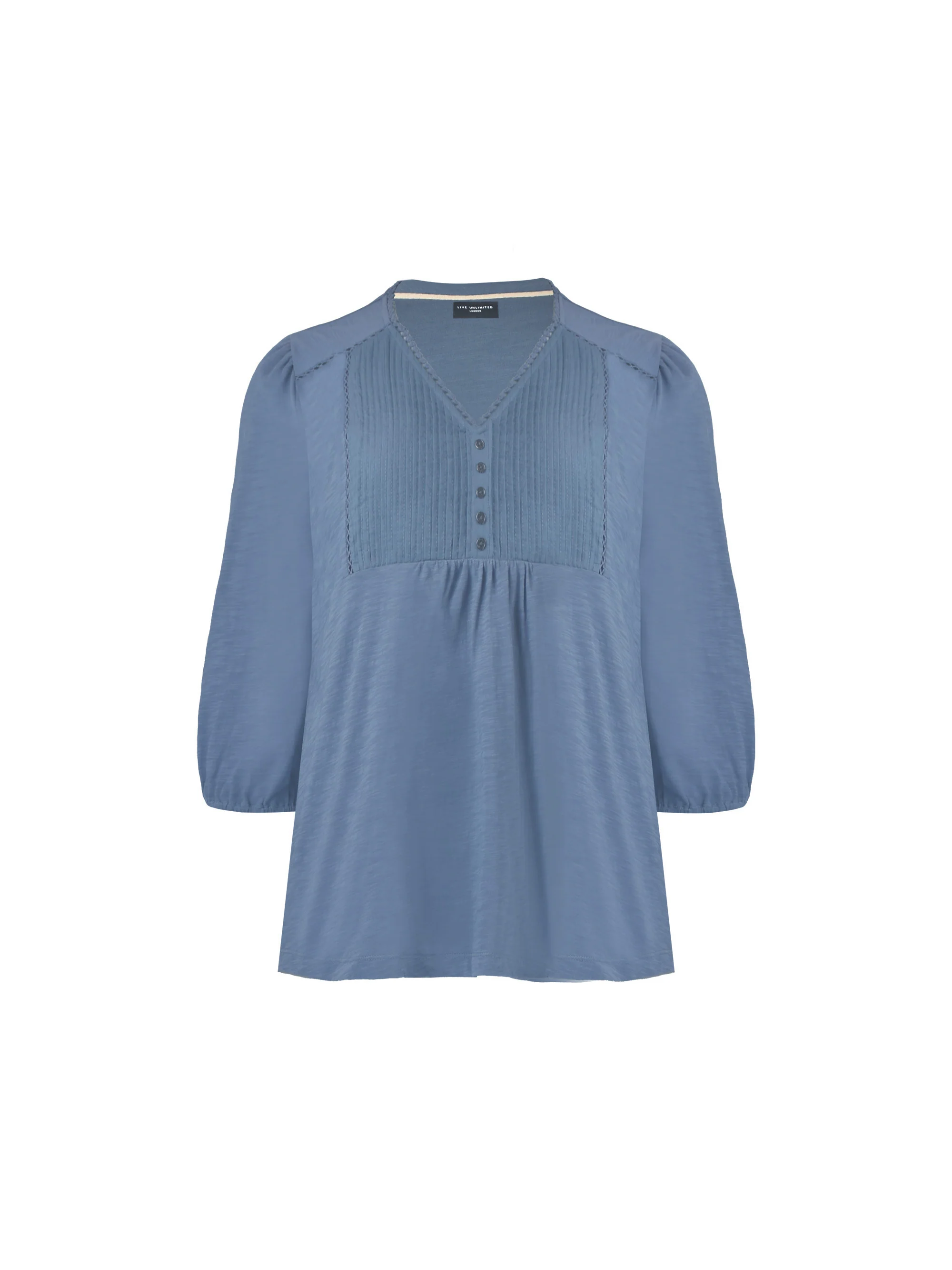 Blue Cotton Slub Pintuck Tunic - Image 9