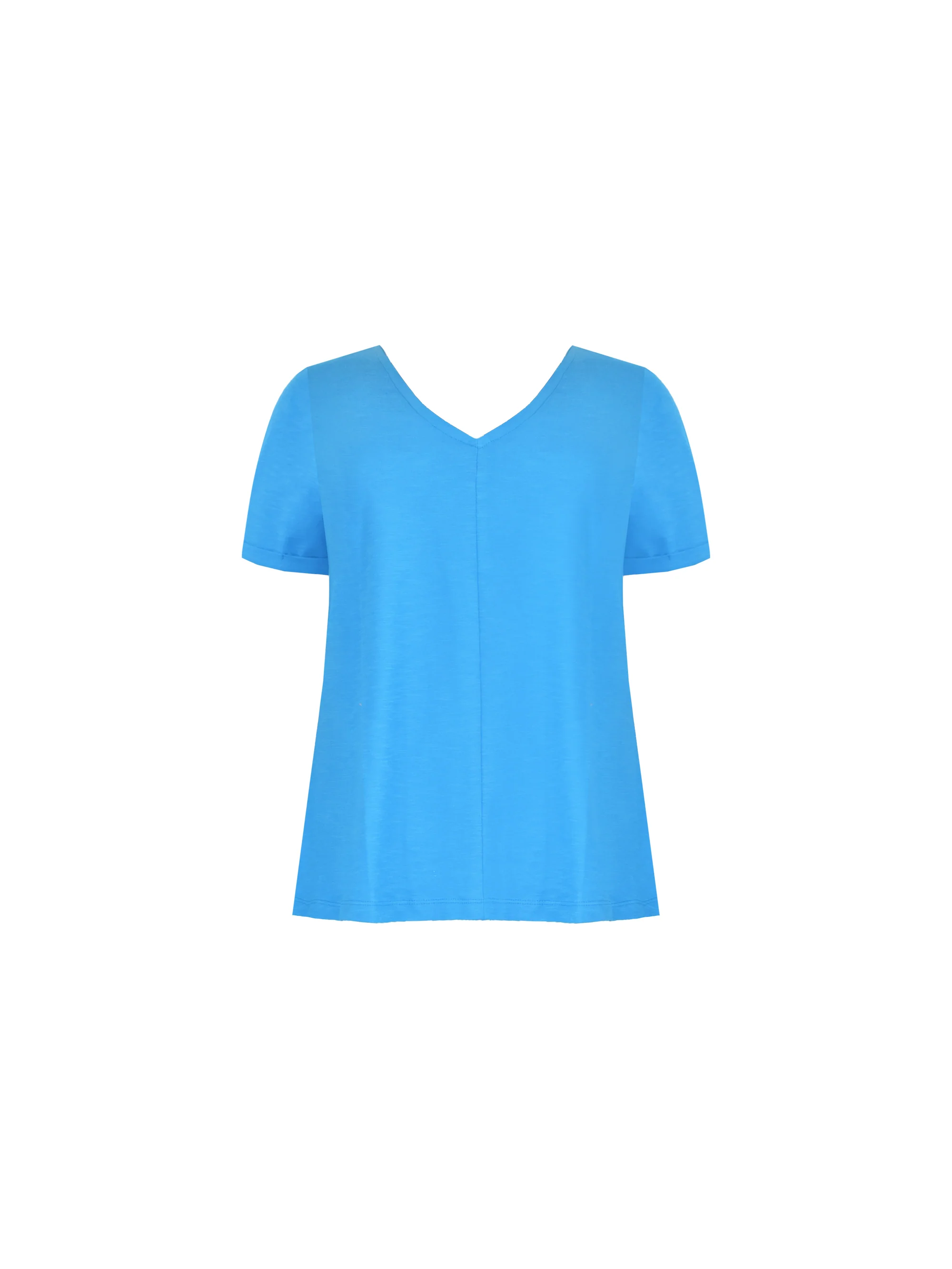 Blue Cotton Slub V-Neck T-Shirt - Image 4