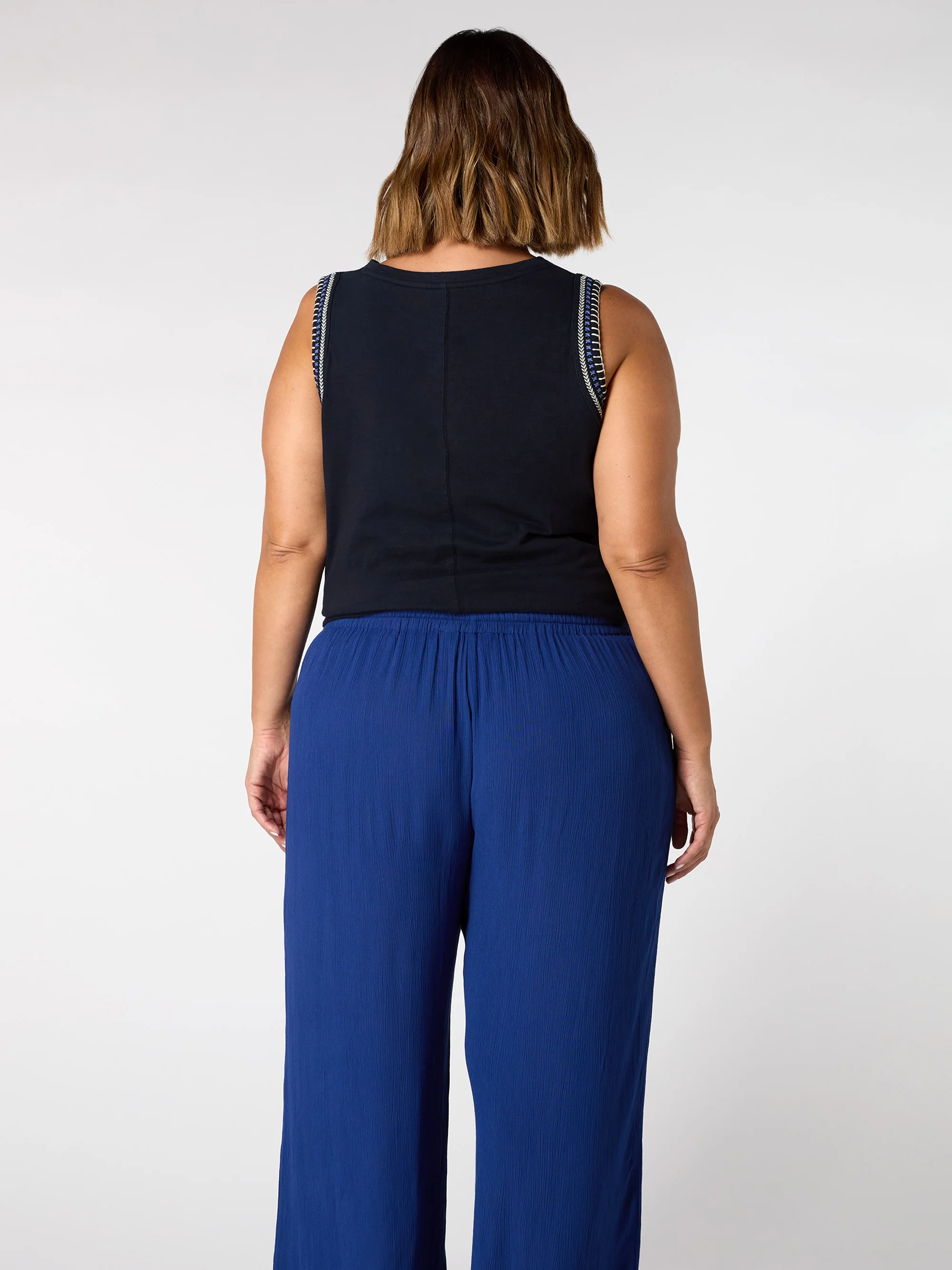 Blue Crinkle Drawstring Trouser - Image 3