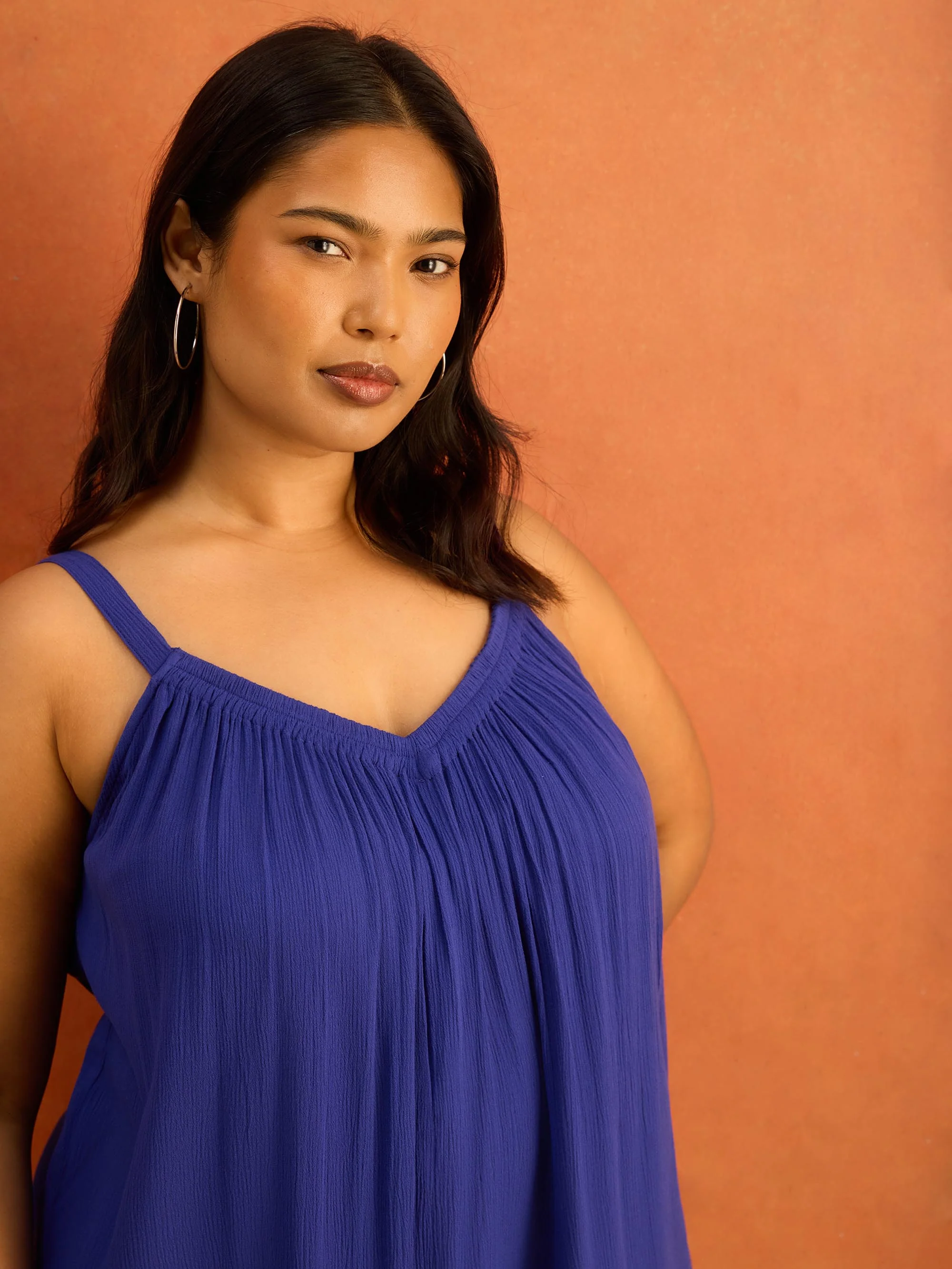 Blue Crinkle Gathered Cami - Image 5