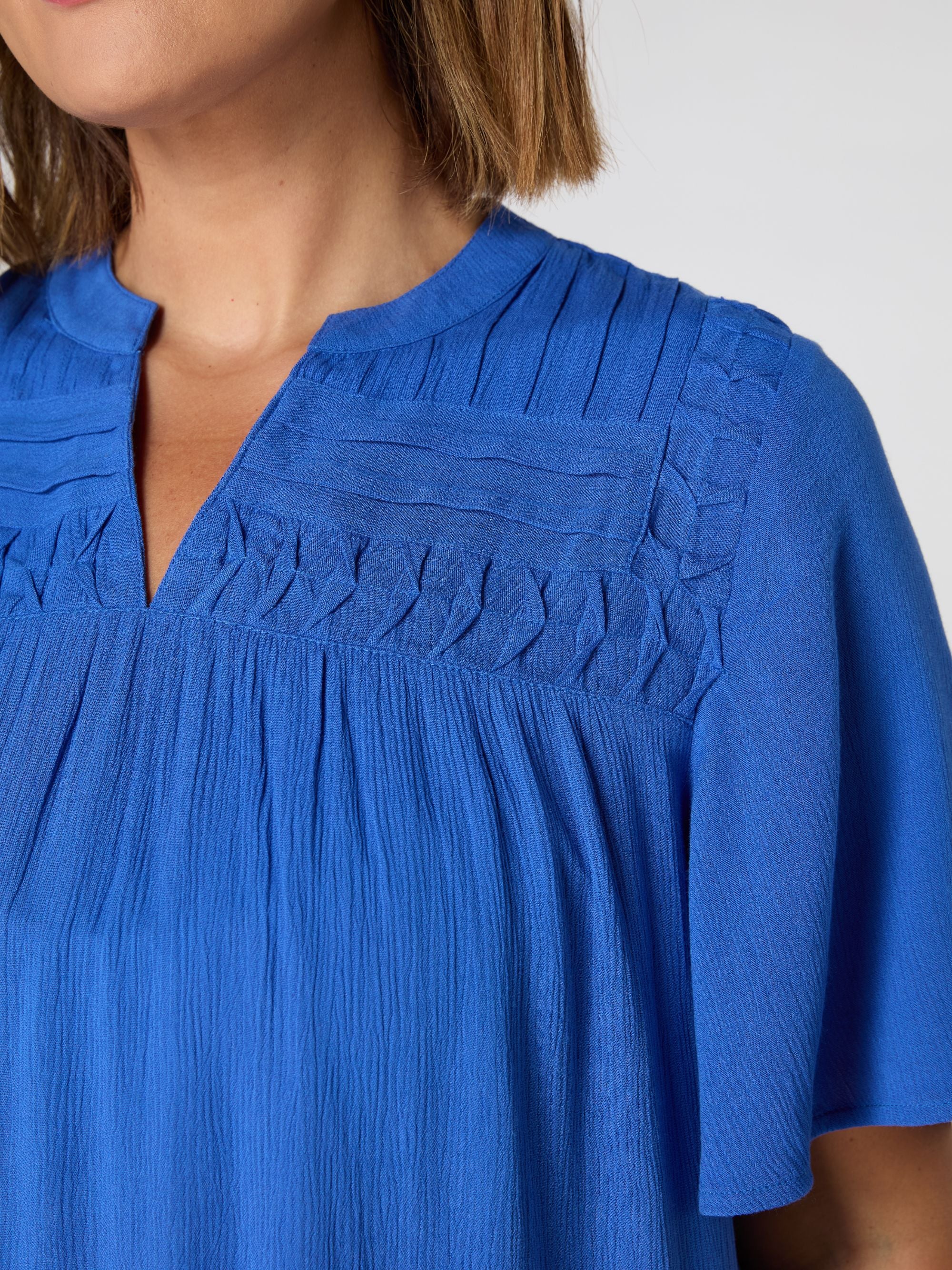 Blue Crinkle Smocked Top - Image 3