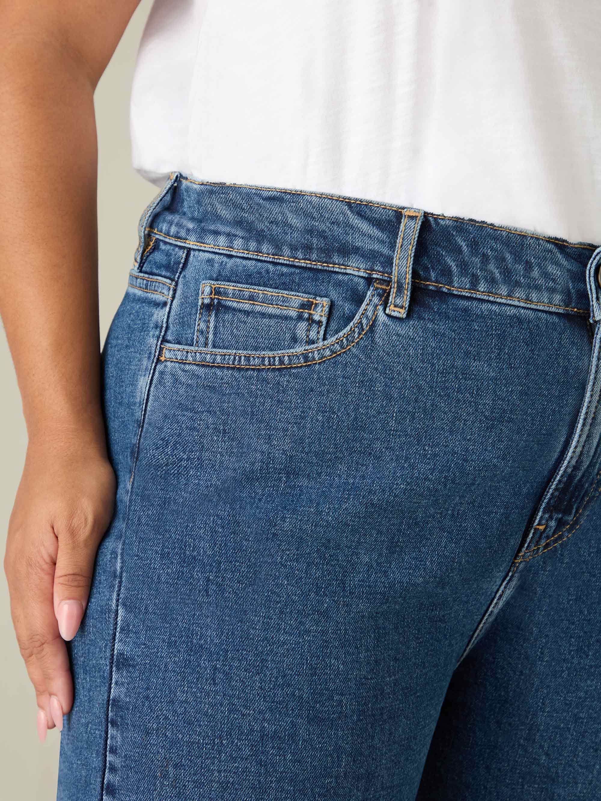 Blue Cropped Wide Leg Jeans - Image 2