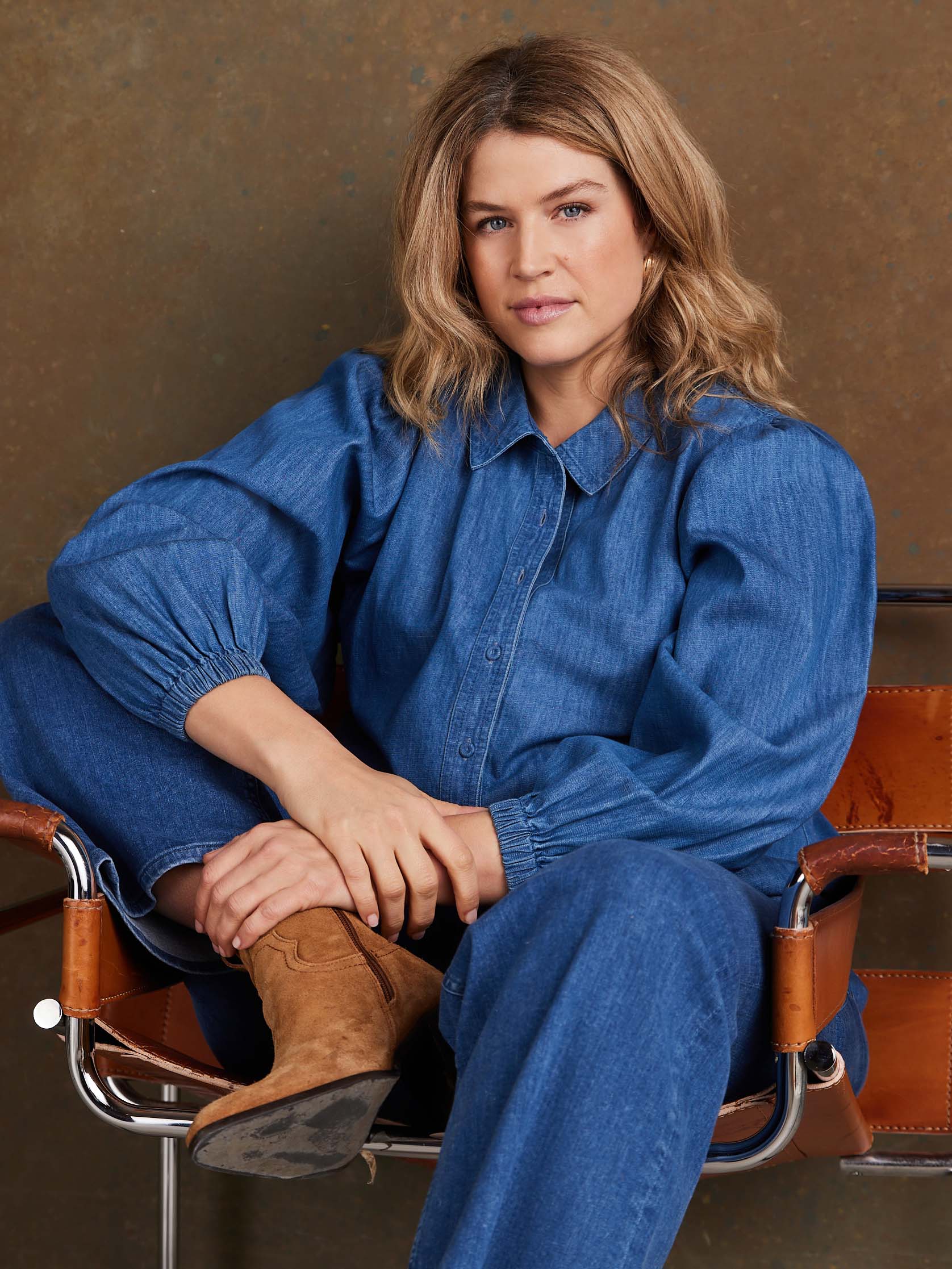 Blue Denim Button Through Shirt - Image 3