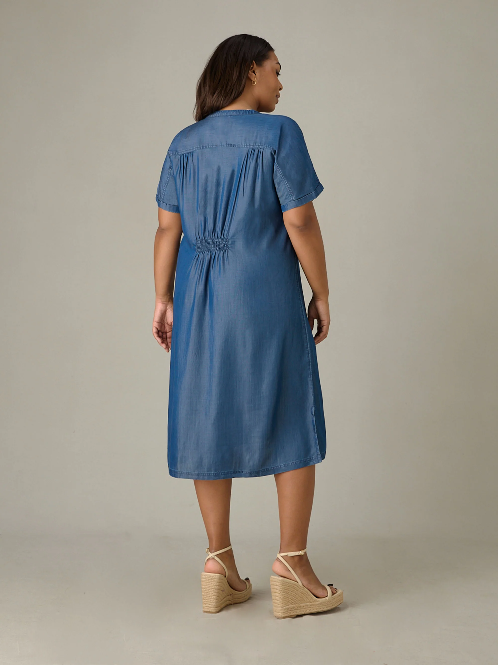 Blue Denim Relaxed Shirt Dress - Image 5