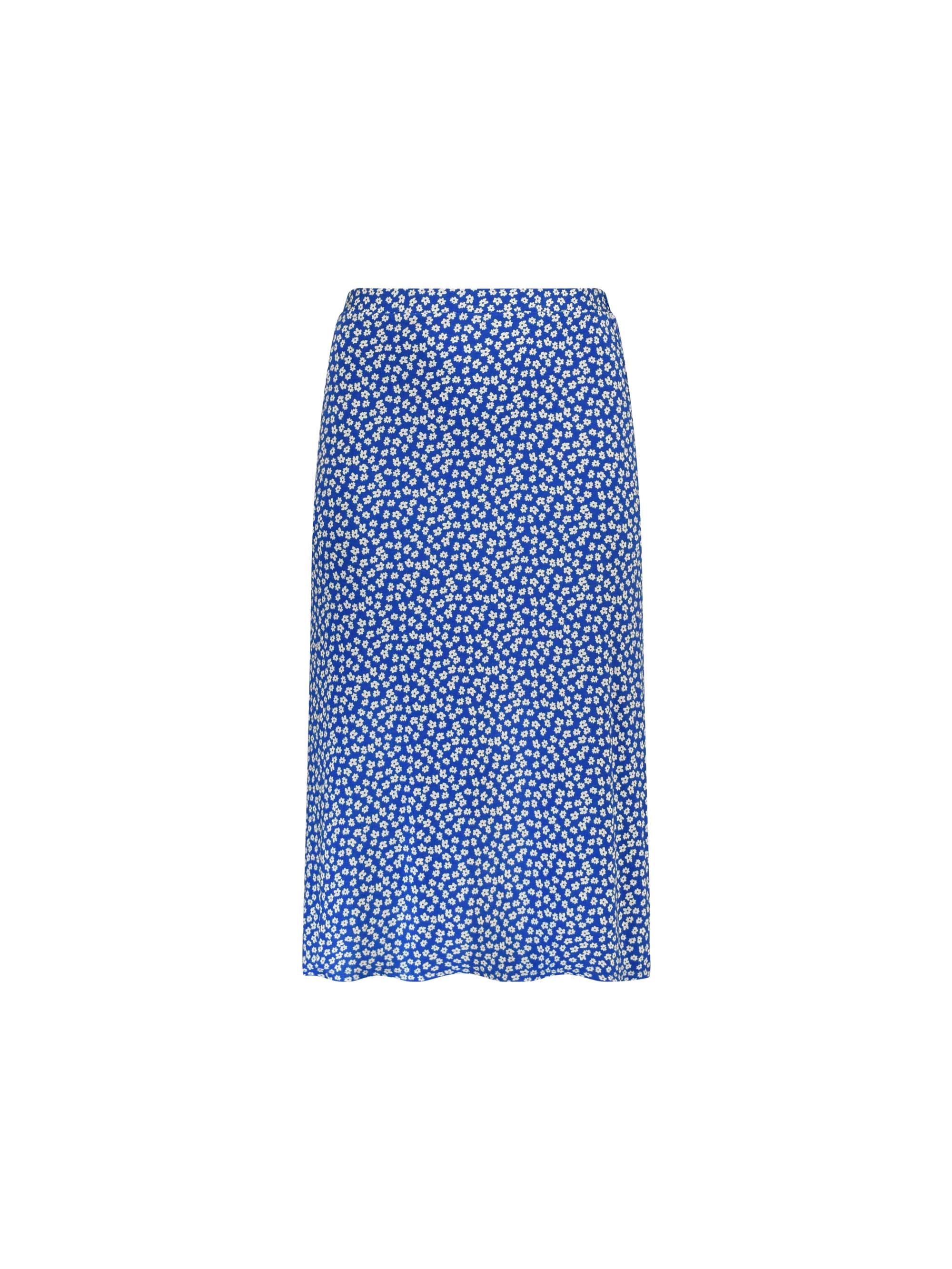 Blue Ditsy Floral Print Jersey Midi Skirt - Image 4