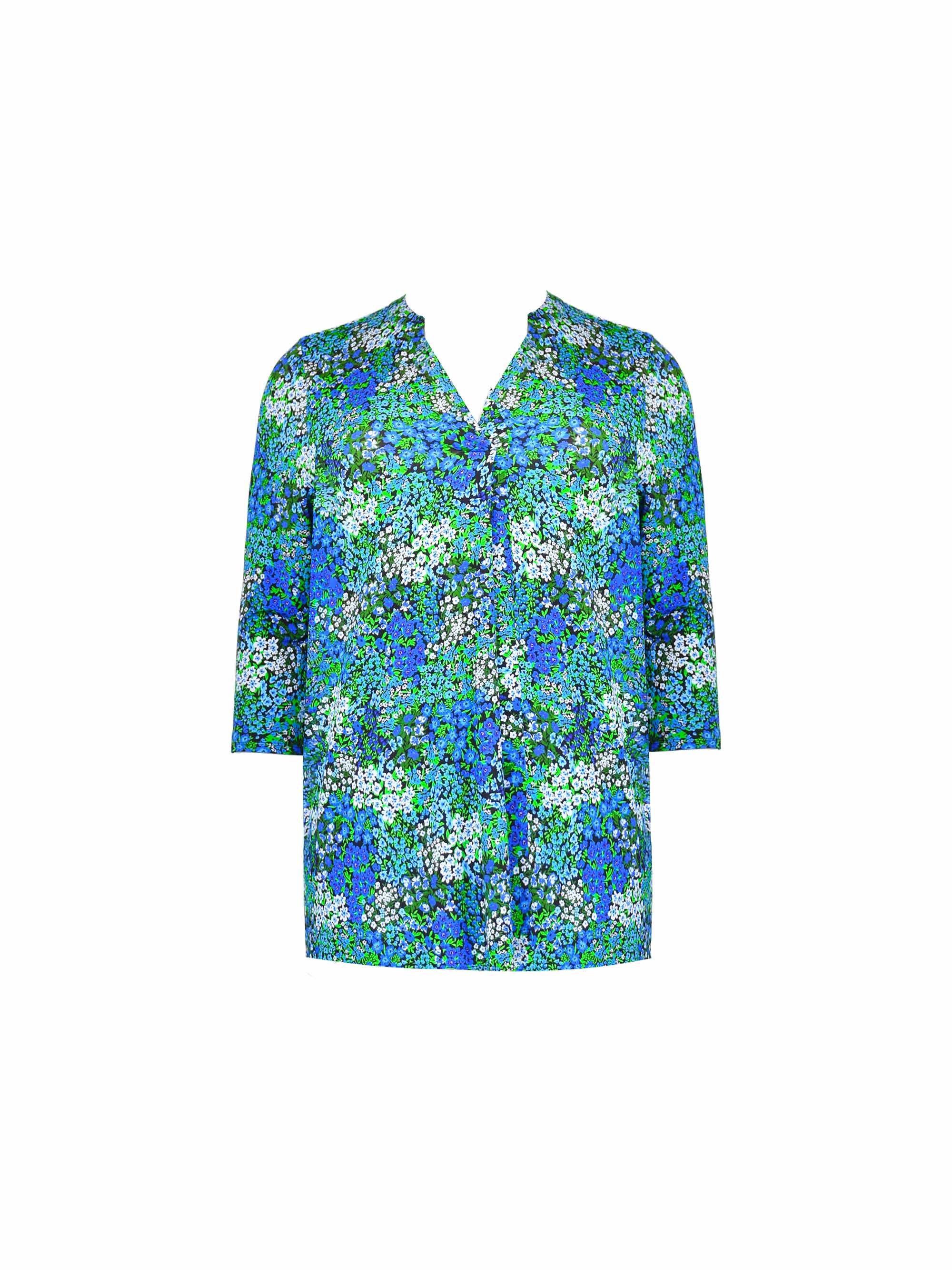 Blue Ditsy Print Pleat Front Jersey Tunic - Image 5