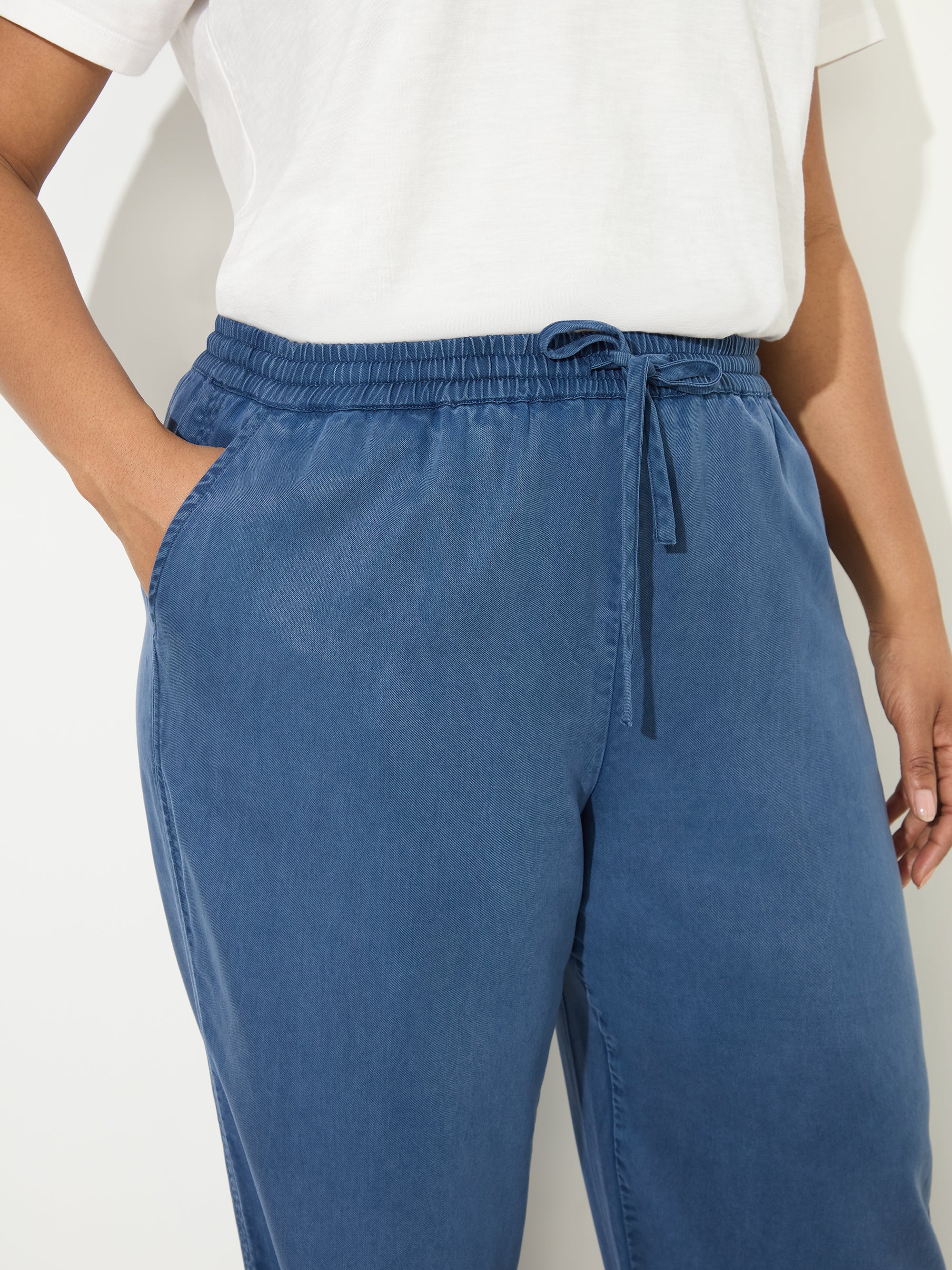 Blue Drawstring Wide Leg Trouser - Image 5