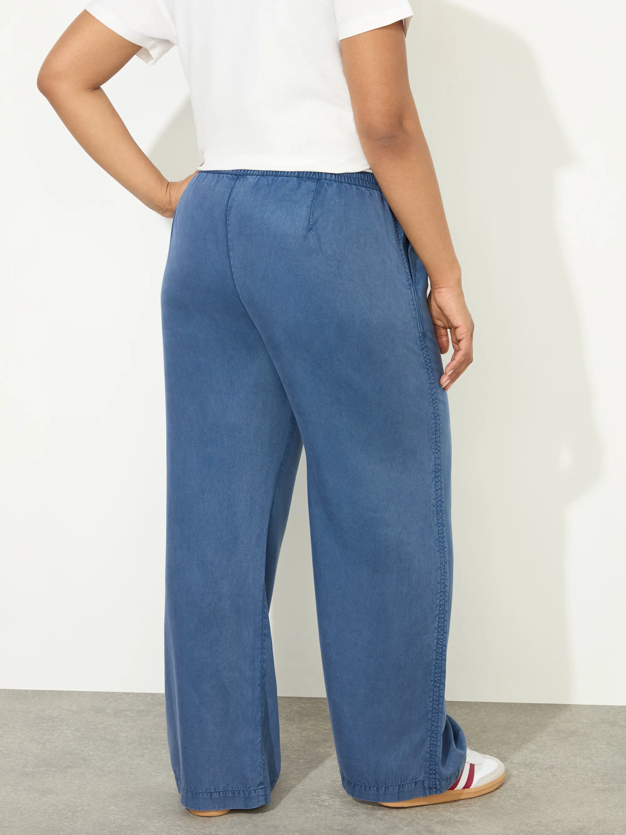 Blue Drawstring Wide Leg Trouser - Image 6