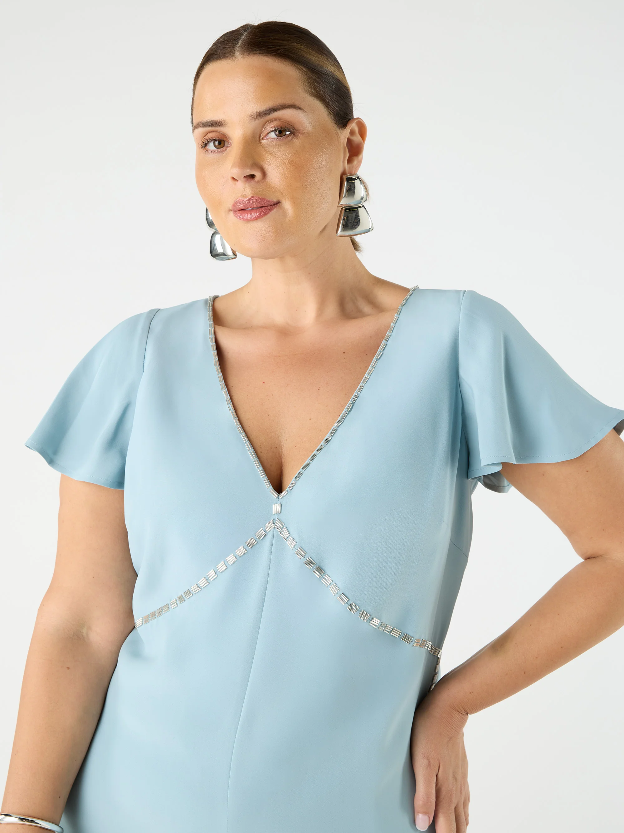 Blue Embellished Slip Dress - Image 2