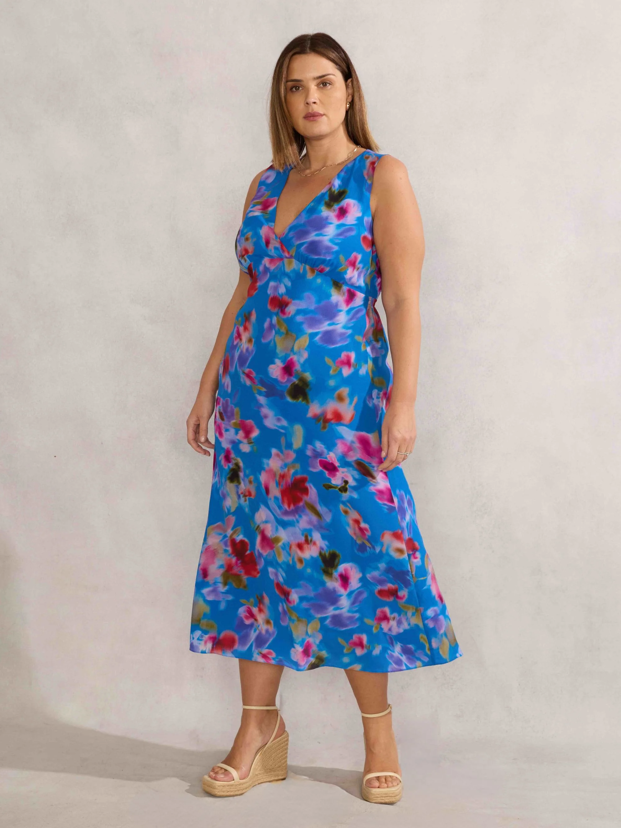 Blue Floral Midi Dress - Image 3