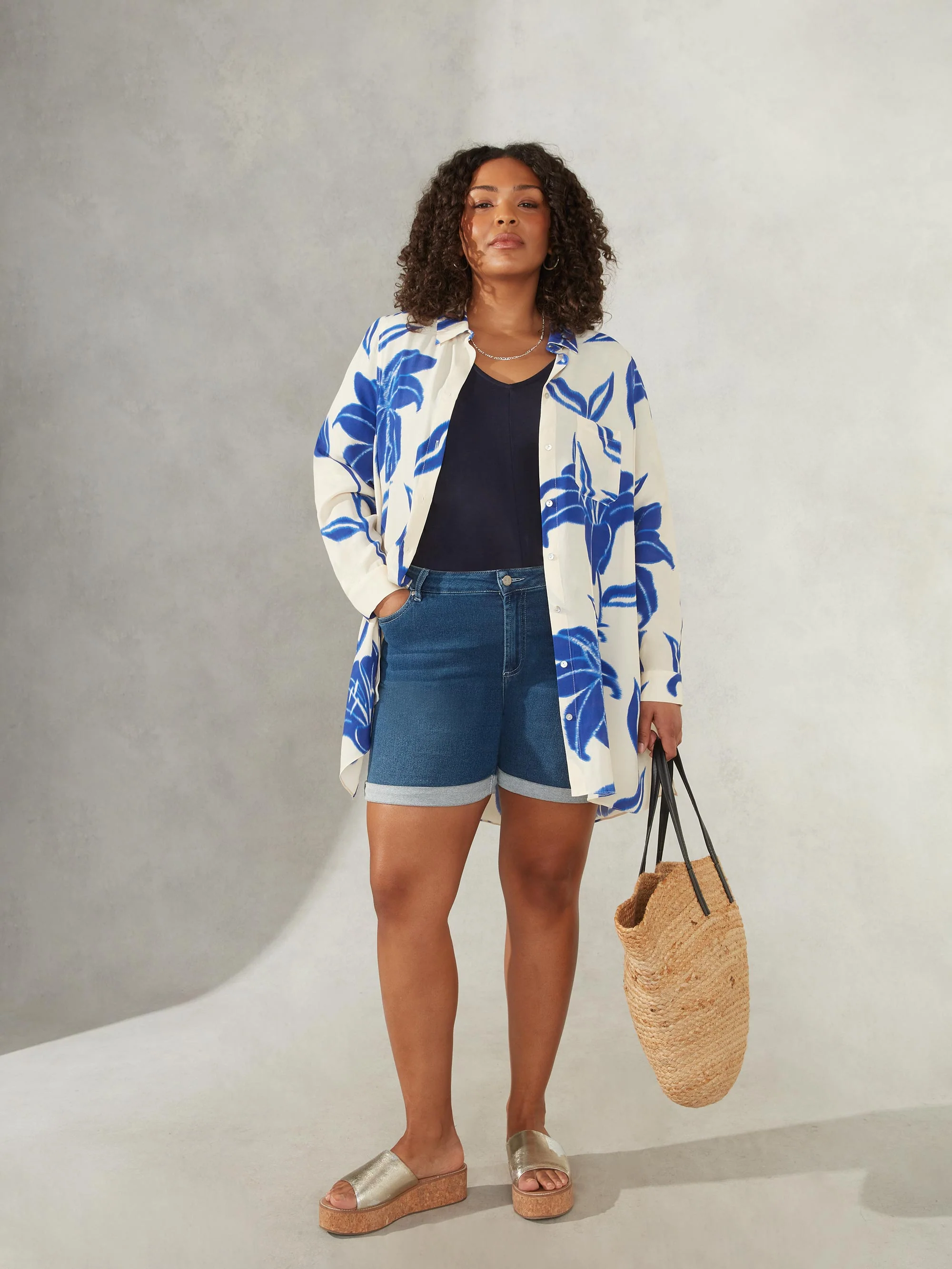Blue Floral Print Resort Shirt - Image 5