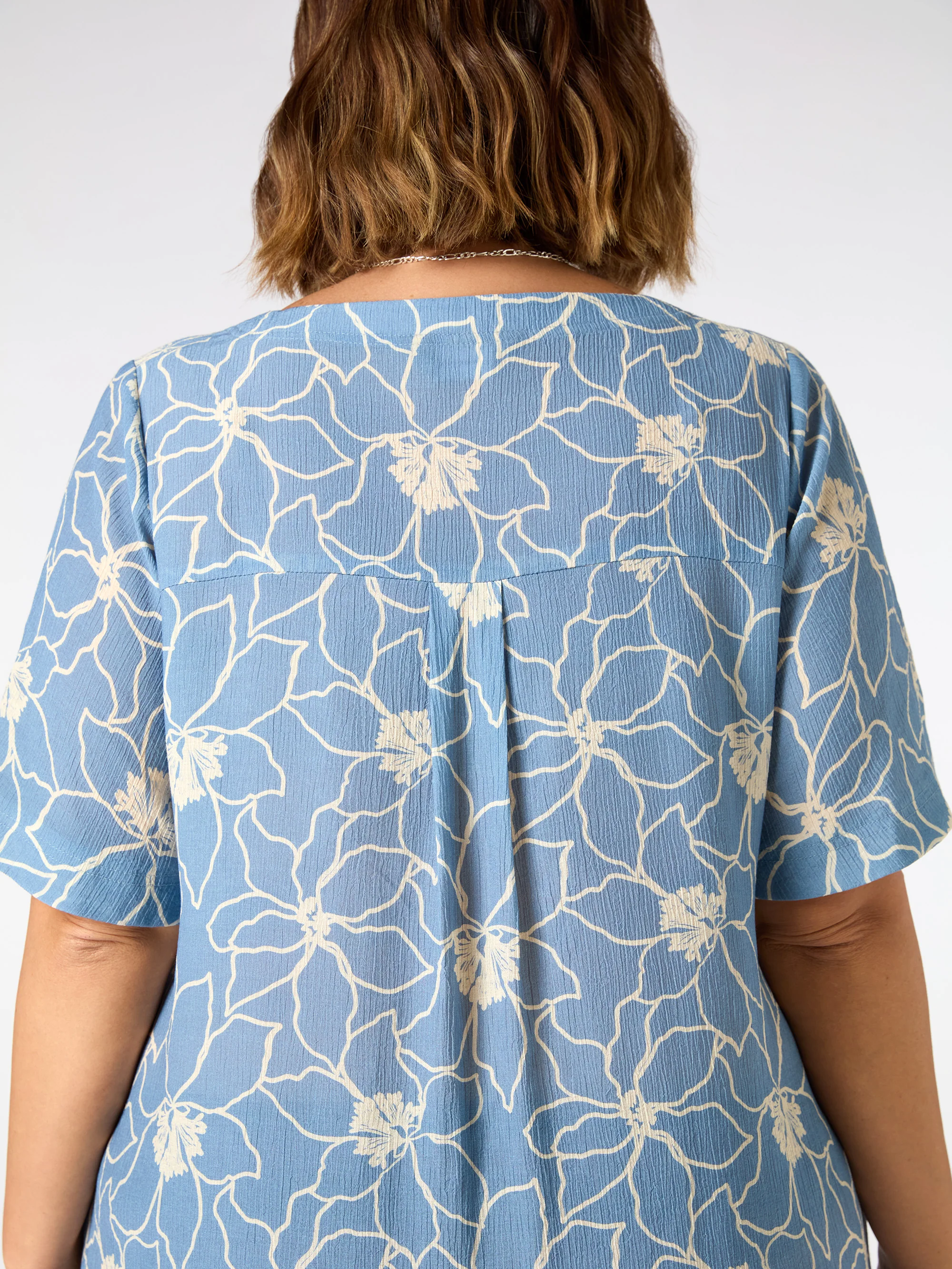 Blue Floral V Neck T-Shirt Dress - Image 3