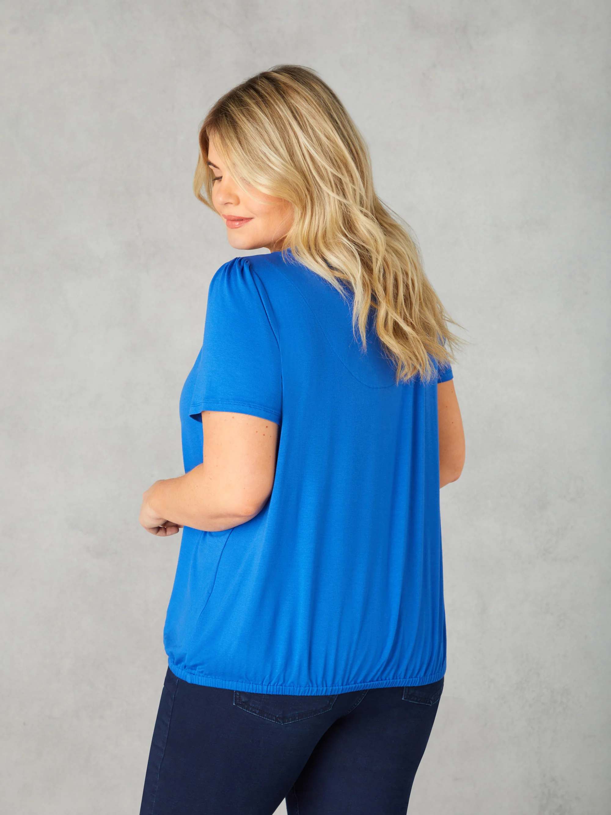Blue Jersey Keyhole Top - Image 3