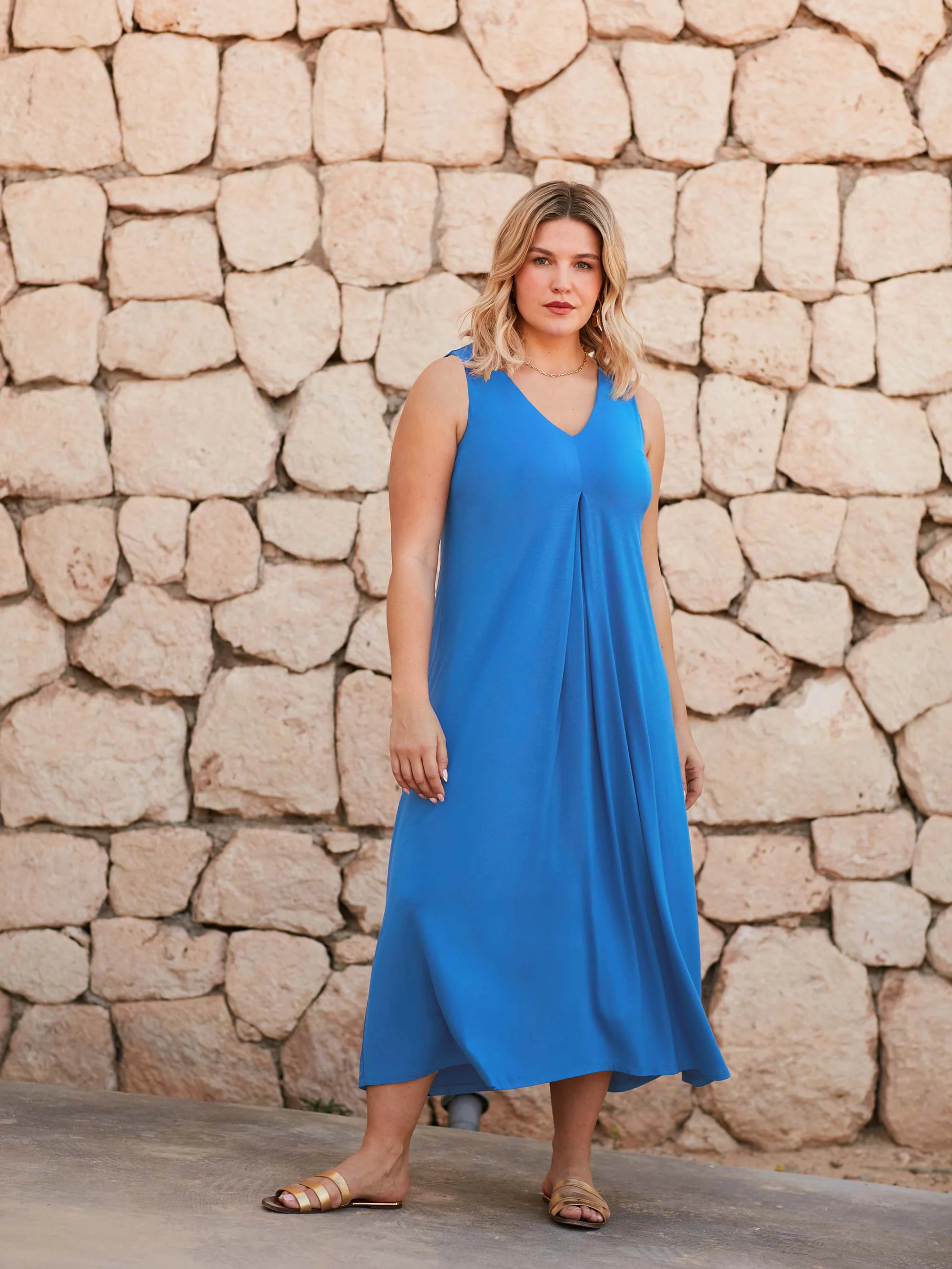 Blue Jersey Relaxed Midaxi Dress - Image 2