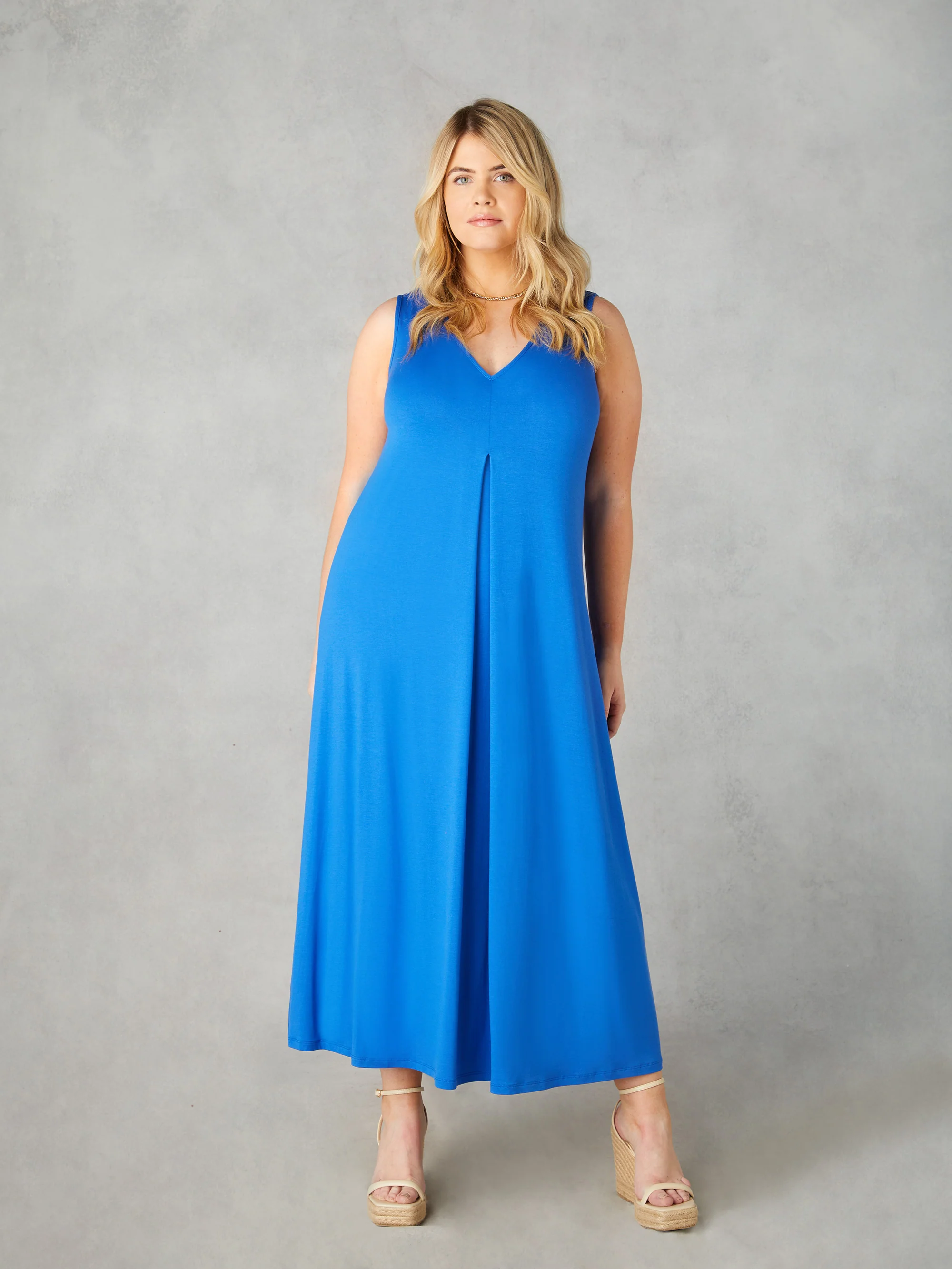 Blue Jersey Relaxed Midaxi Dress - Image 3