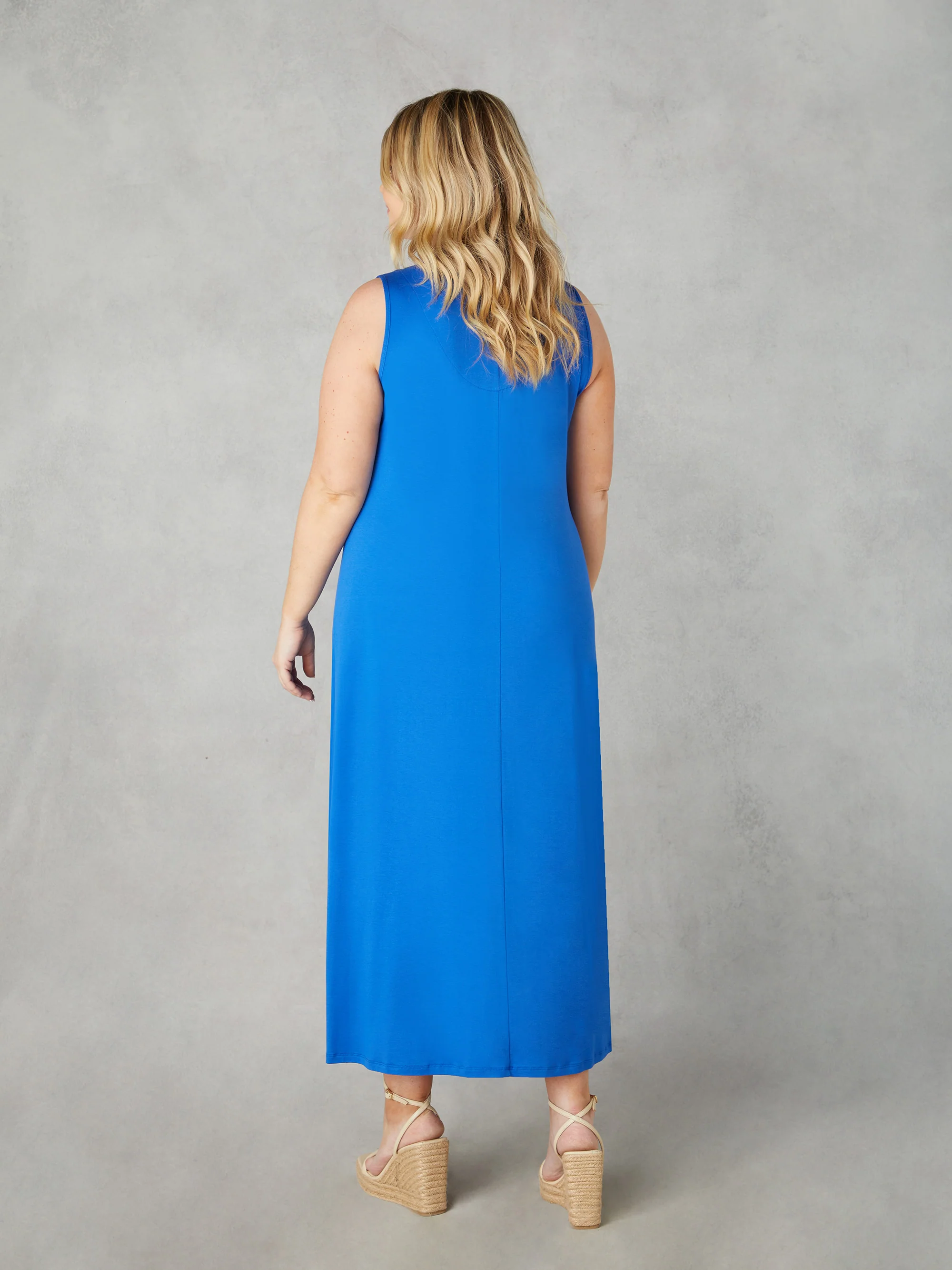 Blue Jersey Relaxed Midaxi Dress - Image 5