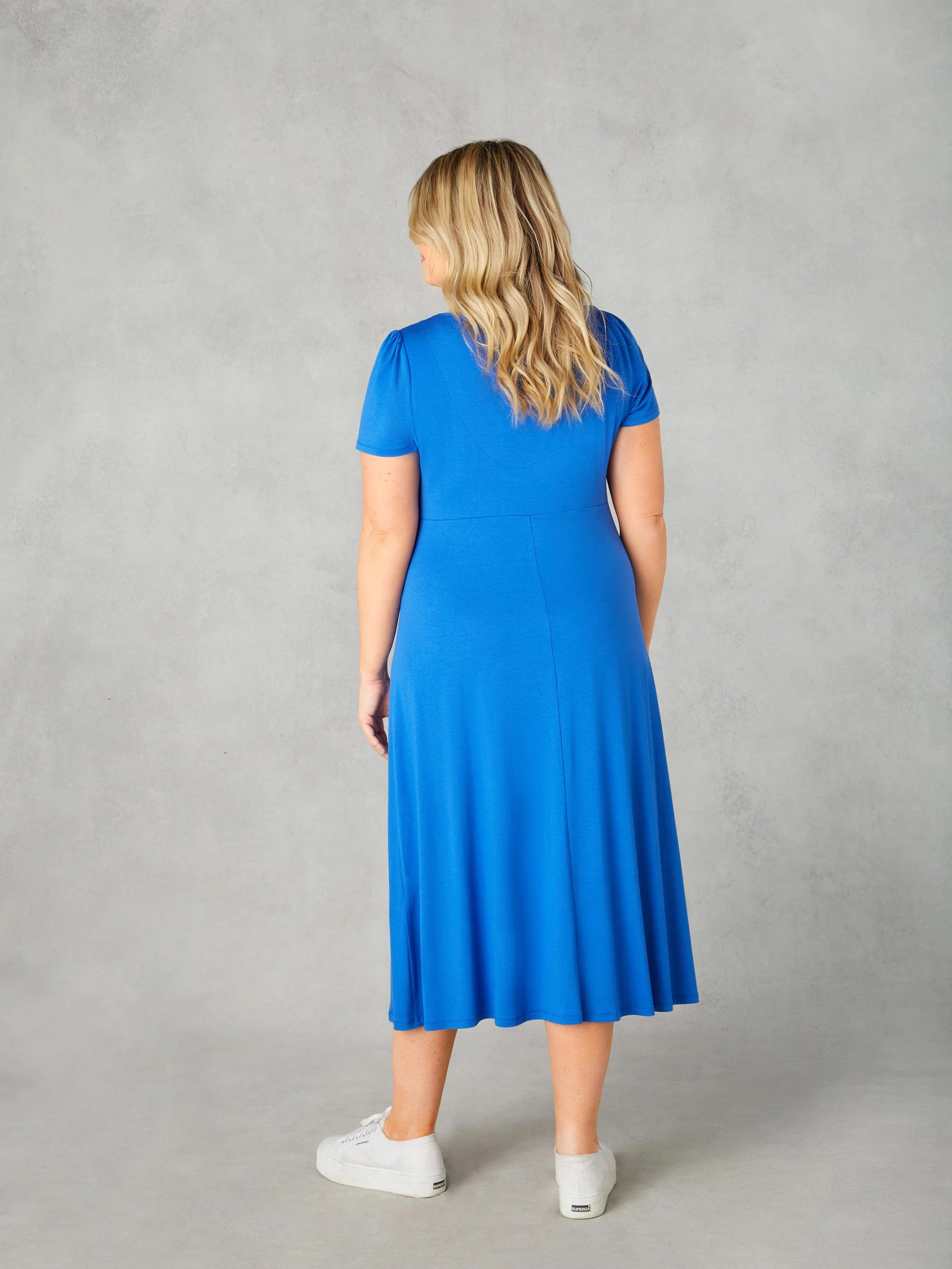 Blue Jersey Tie Front Midaxi Dress - Image 3