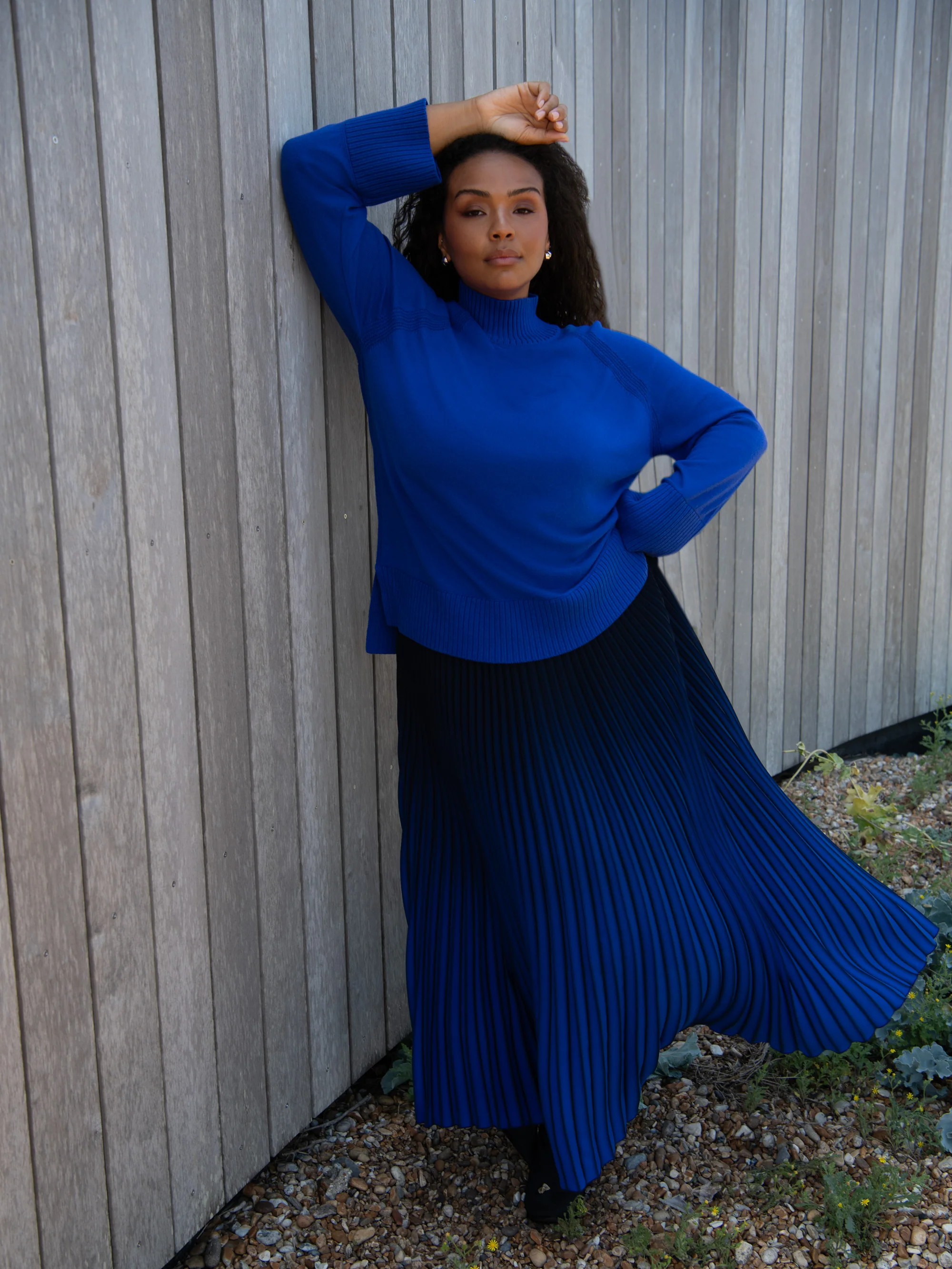 Blue Ombre Pleated Skirt - Image 2